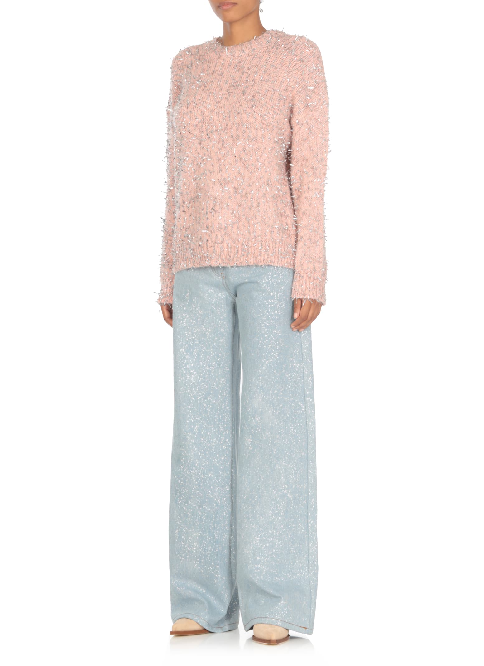 Shop Msgm Lurex Sweater In Pink