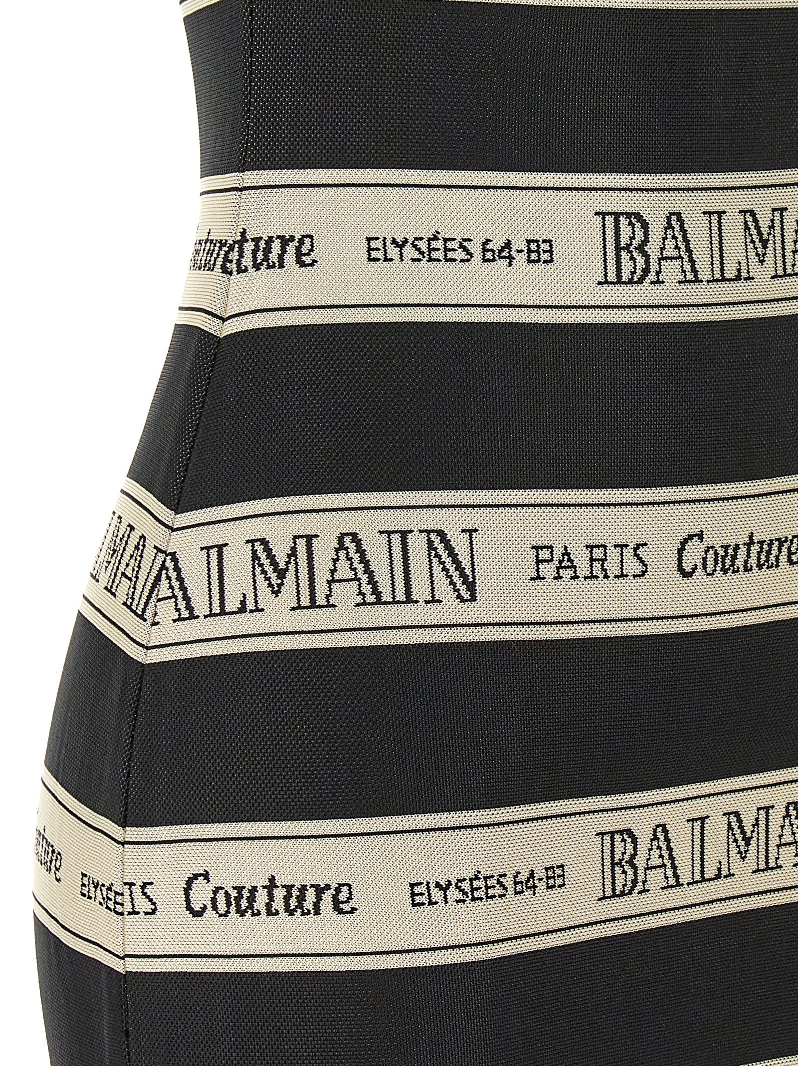 Balmain Striped Halterneck Jacquard Minidress In Multicolor