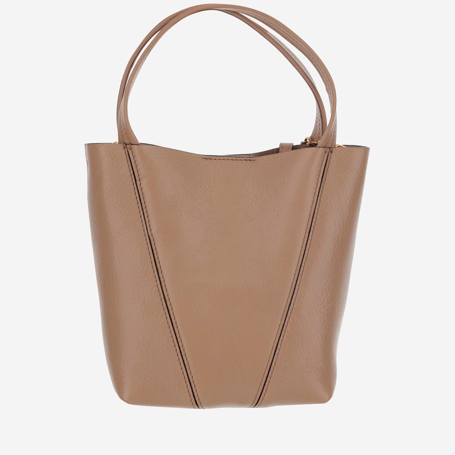 Chloé Spin Small Tote Bag In Grained Leather In Pink