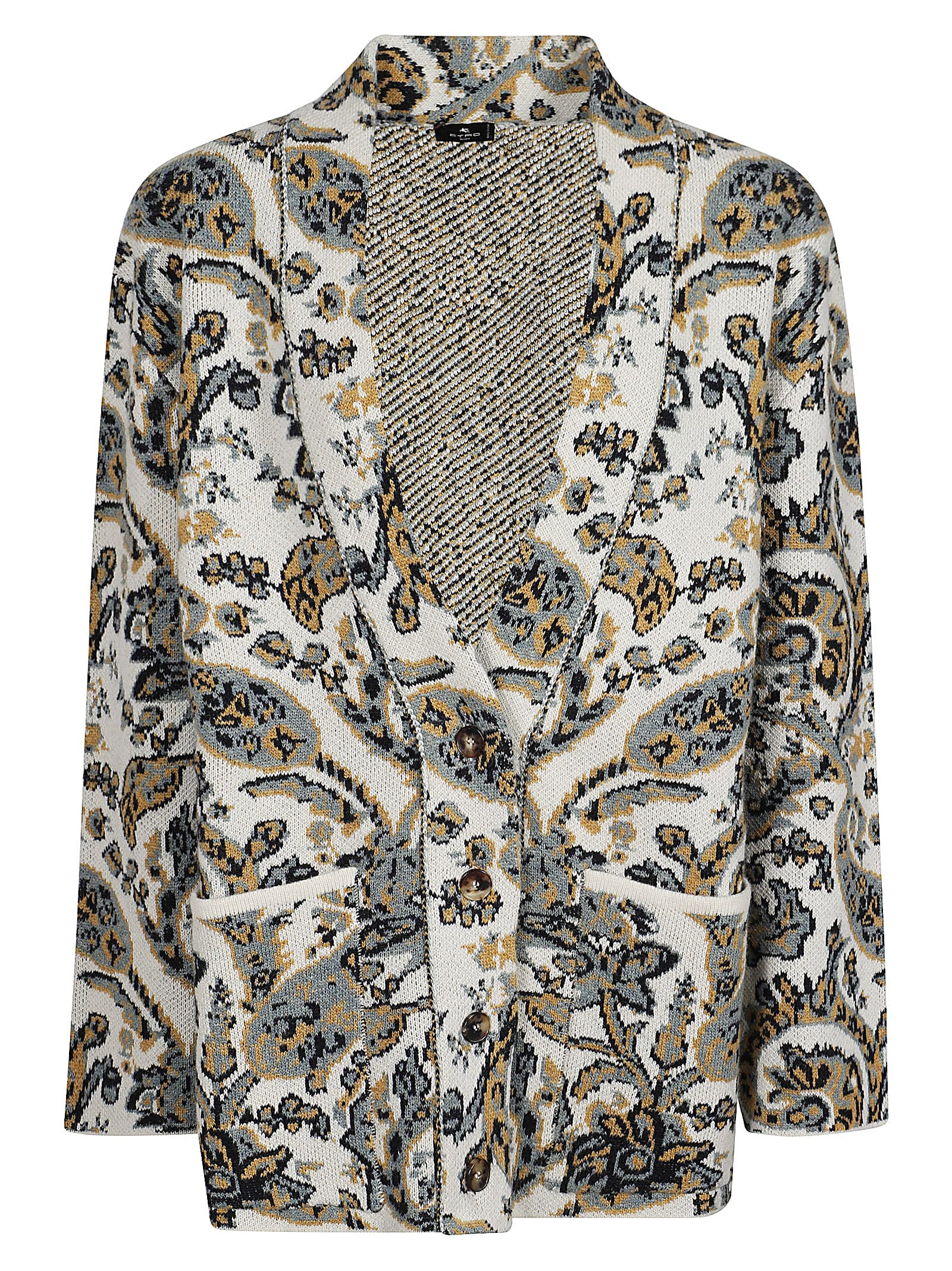 Shop Etro Cardigan In Blu Navy Fantasia