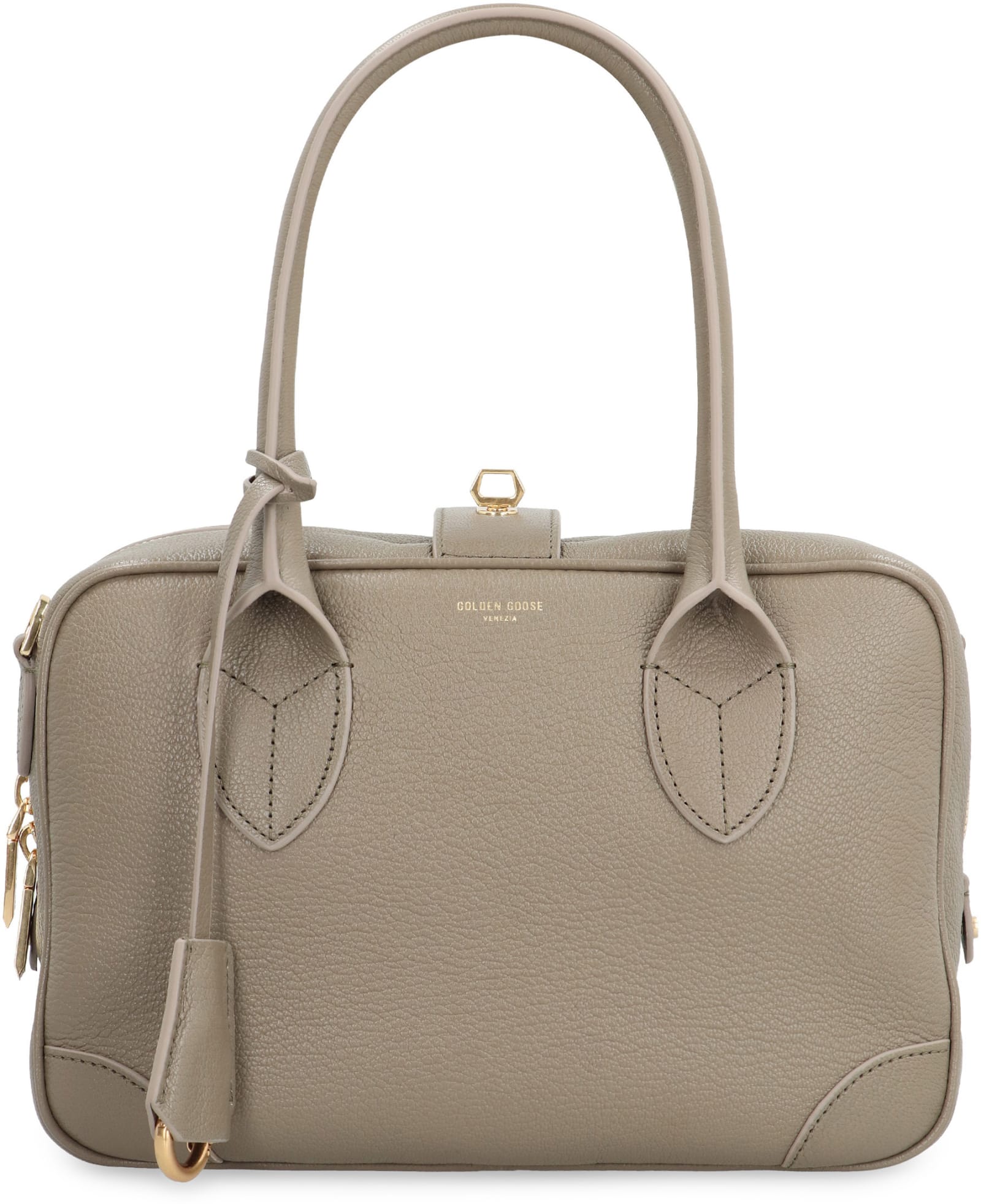 Shop Golden Goose Vita Leather Handbag In Green