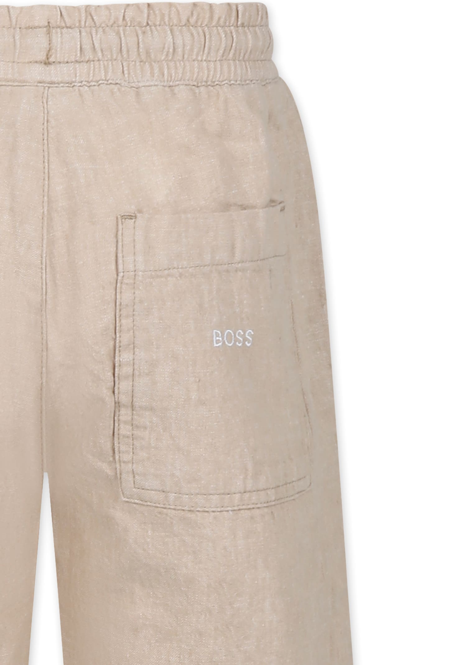 Hugo Boss Beige Shorts For Boy With Logo In Beige