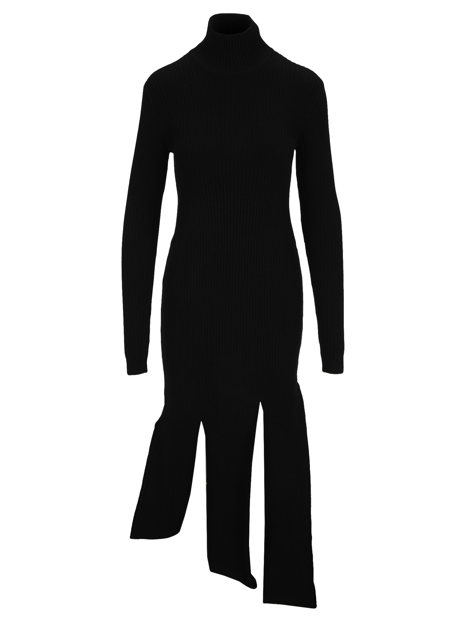 Bottega Veneta Black Asymmetric Knitted Dress