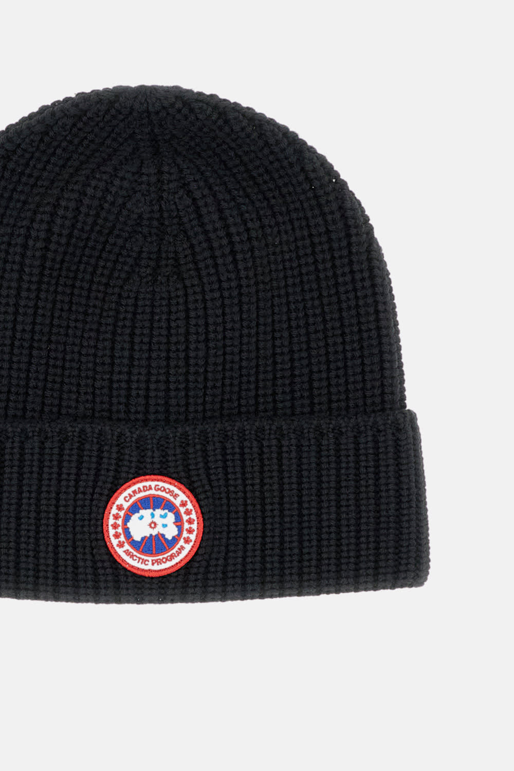 Canada Goose Ribbed Texture Cuffed Hats With Folded Cuff In Black