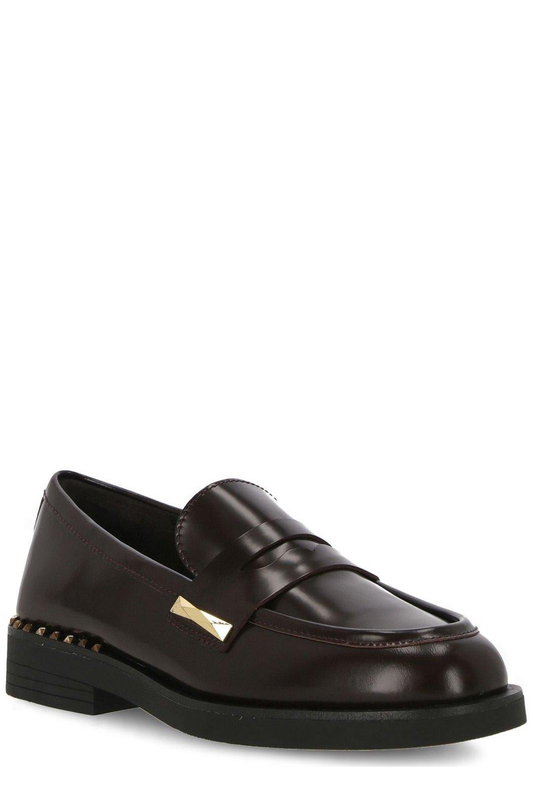 Shop Ash Whisper Stud-embellished Loafers In Bordeaux