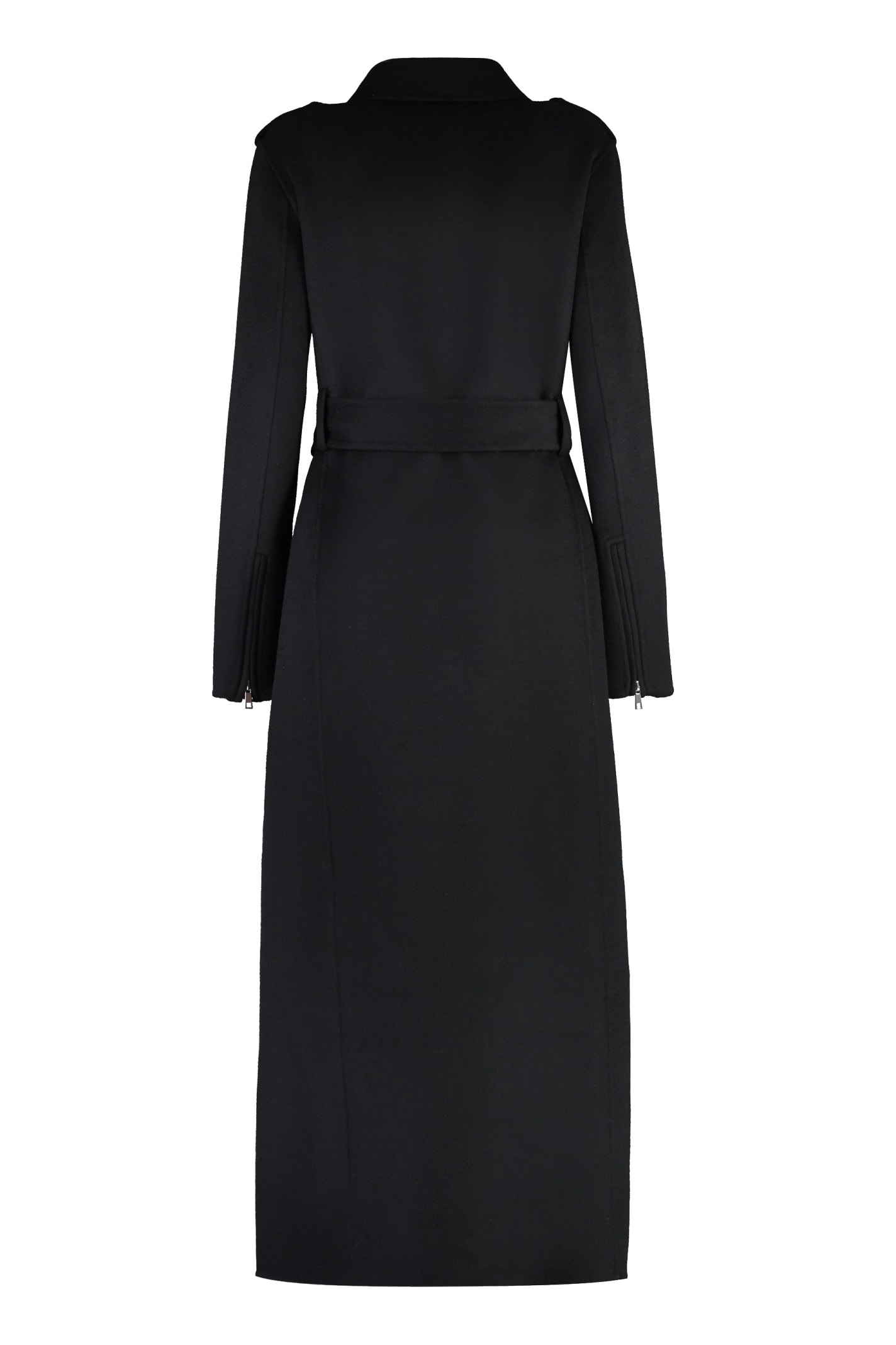 Shop P.a.r.o.s.h Wool Long Coat In Nero