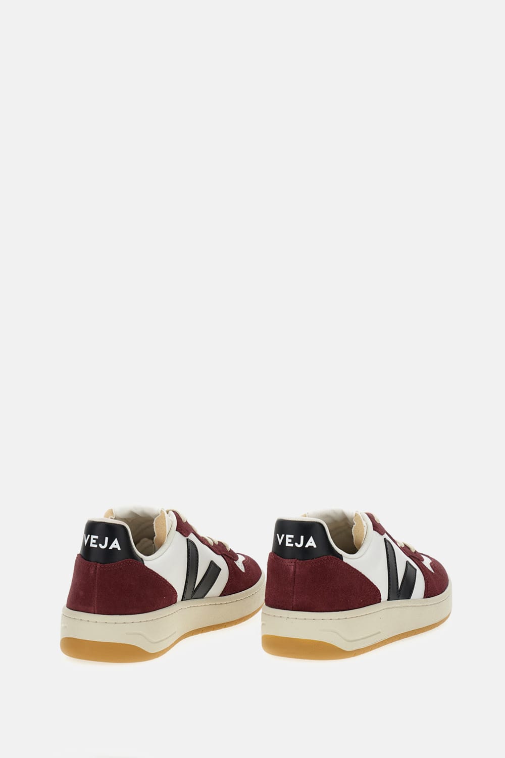 Veja Leather Sneakers With Rubber Sole And Perforated Detailing In Burgundy