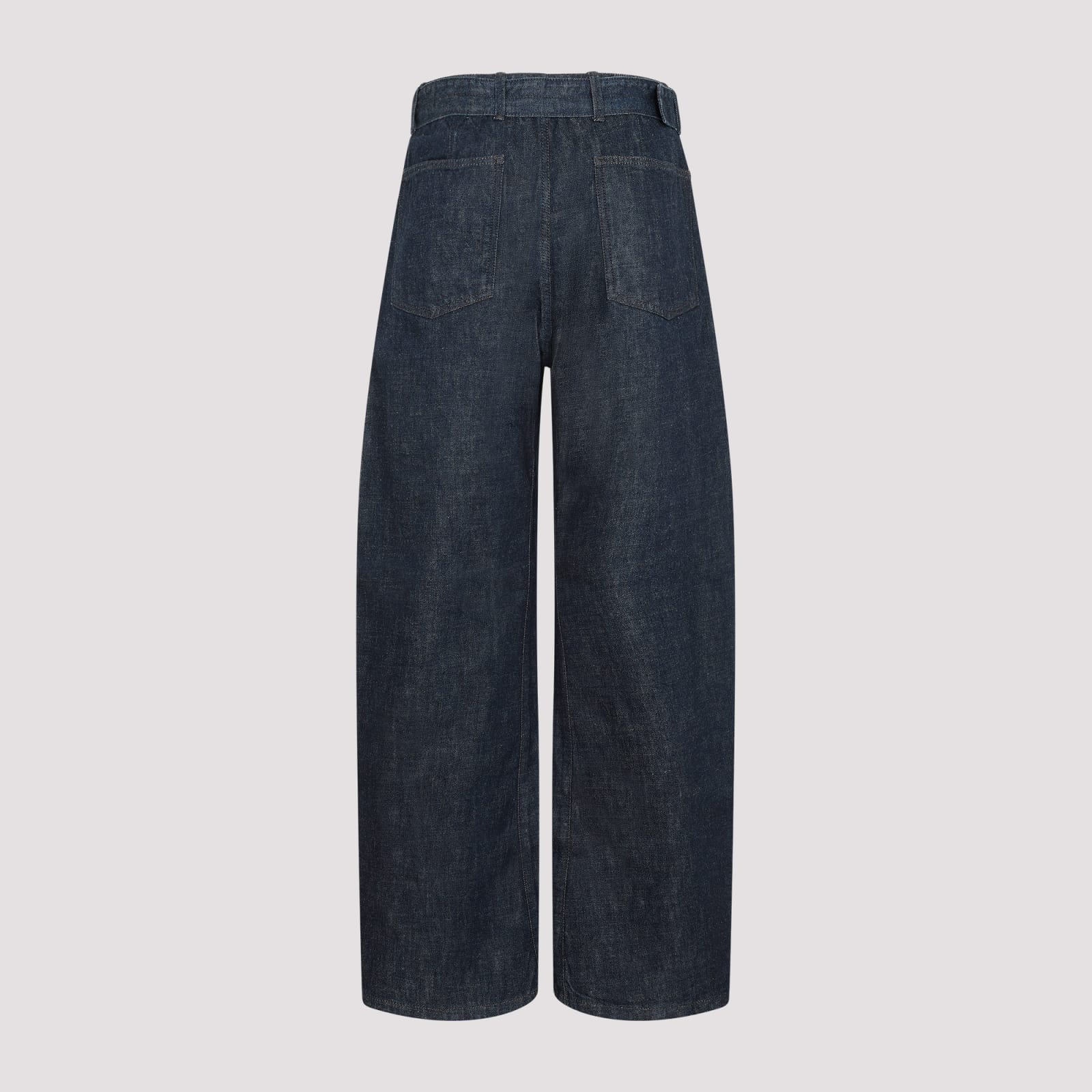 Shop Lemaire Twisted Belted Pants In Denim Indigo