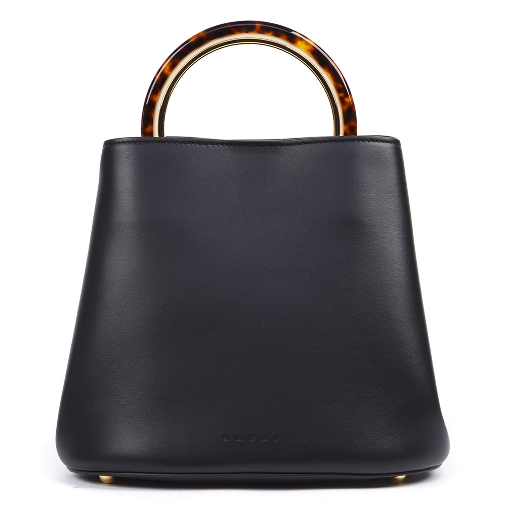 Marni Black Leather Pannier Bag