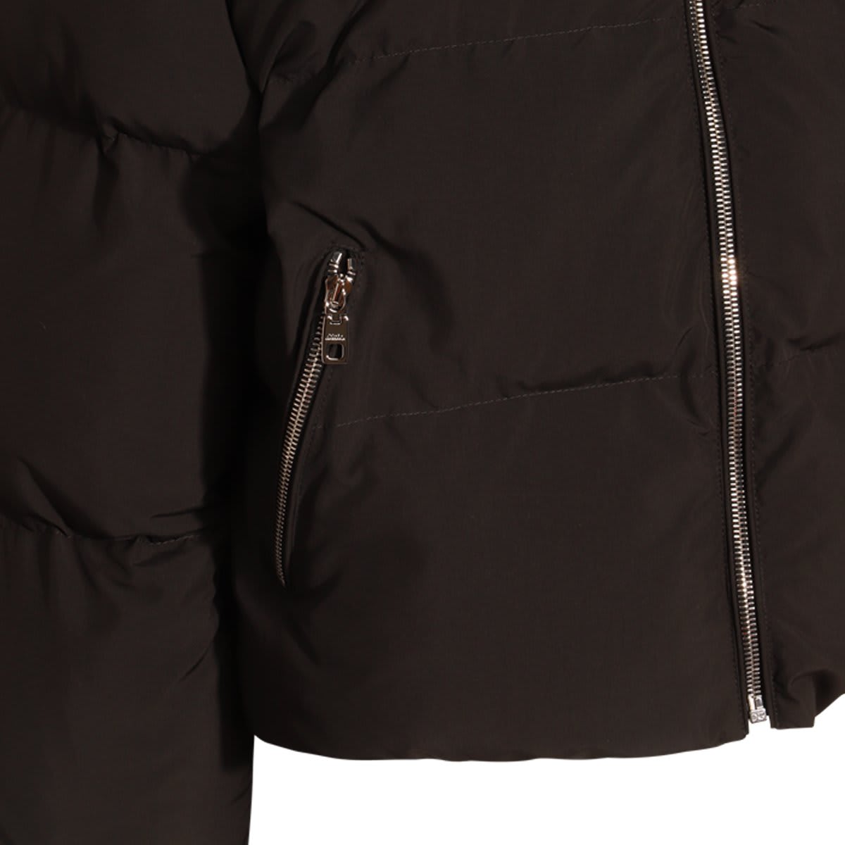 Shop Dolce & Gabbana Branded Tag Cropped Down Jacket In Black