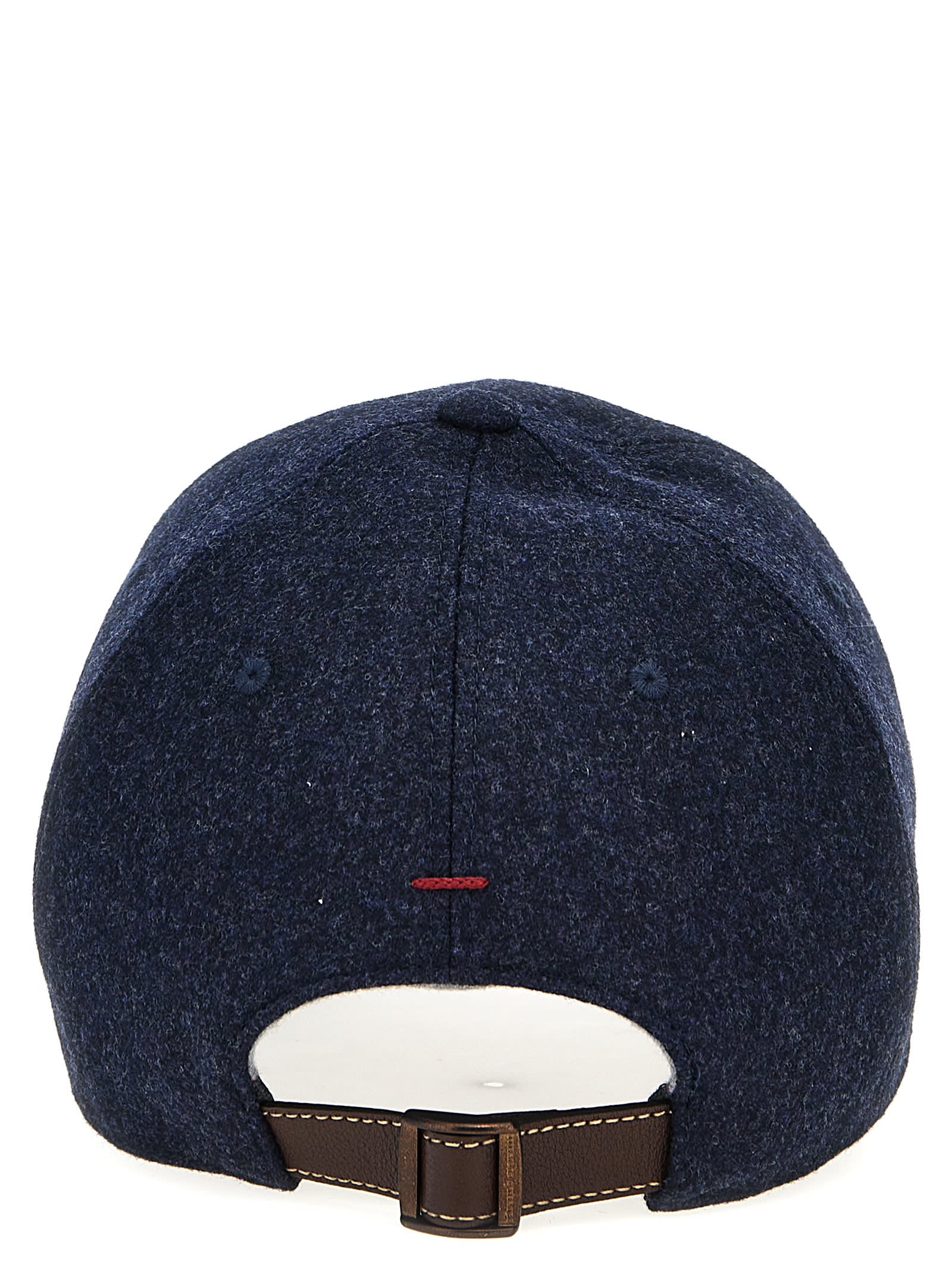 Shop Brunello Cucinelli Logo Embroidery Cap In Blue