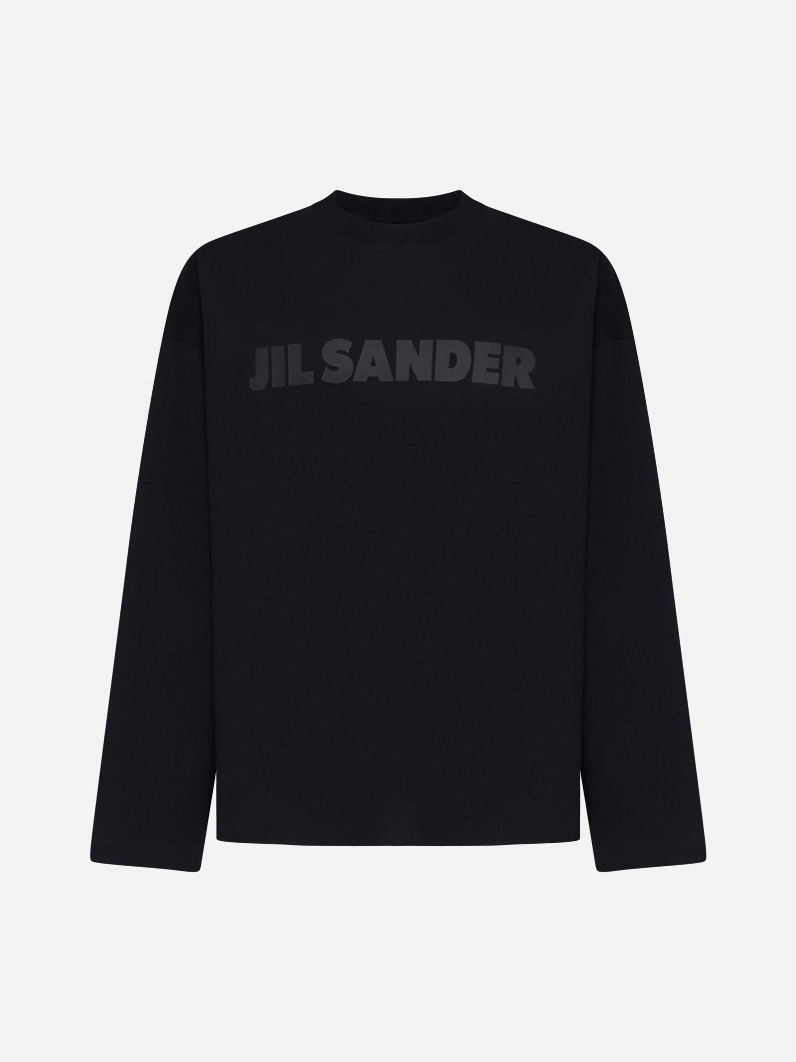 Shop Jil Sander Logo Cotton T-shirt In Nero