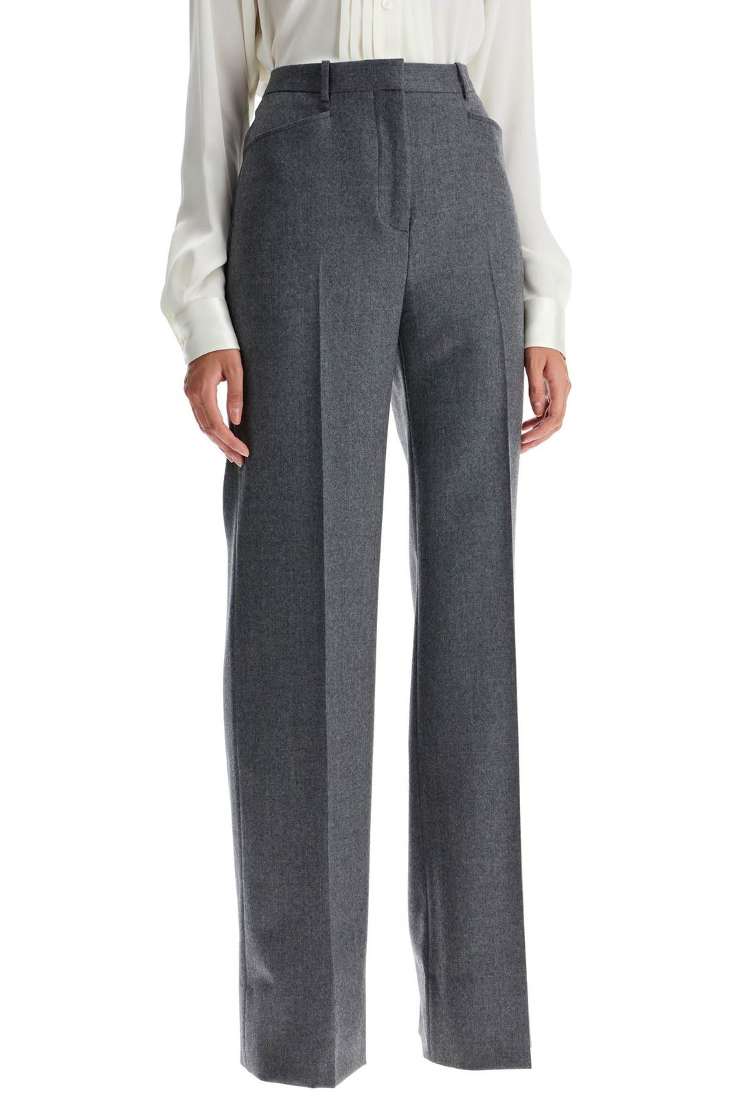 Shop Tom Ford Tailored Bootcut Trousers In Grey Melange