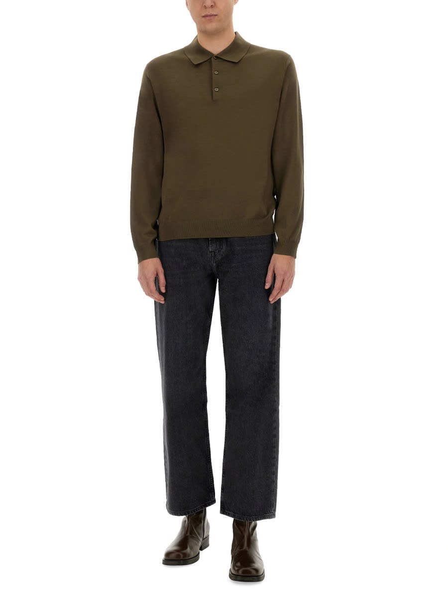 Sunflower Relaxed Fit Merino Wool Polo Shirt In Brown