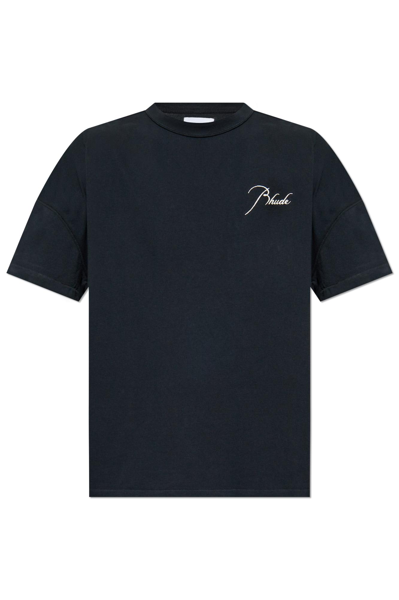 Shop Rhude T-shirt With Embroidered Logo In Black