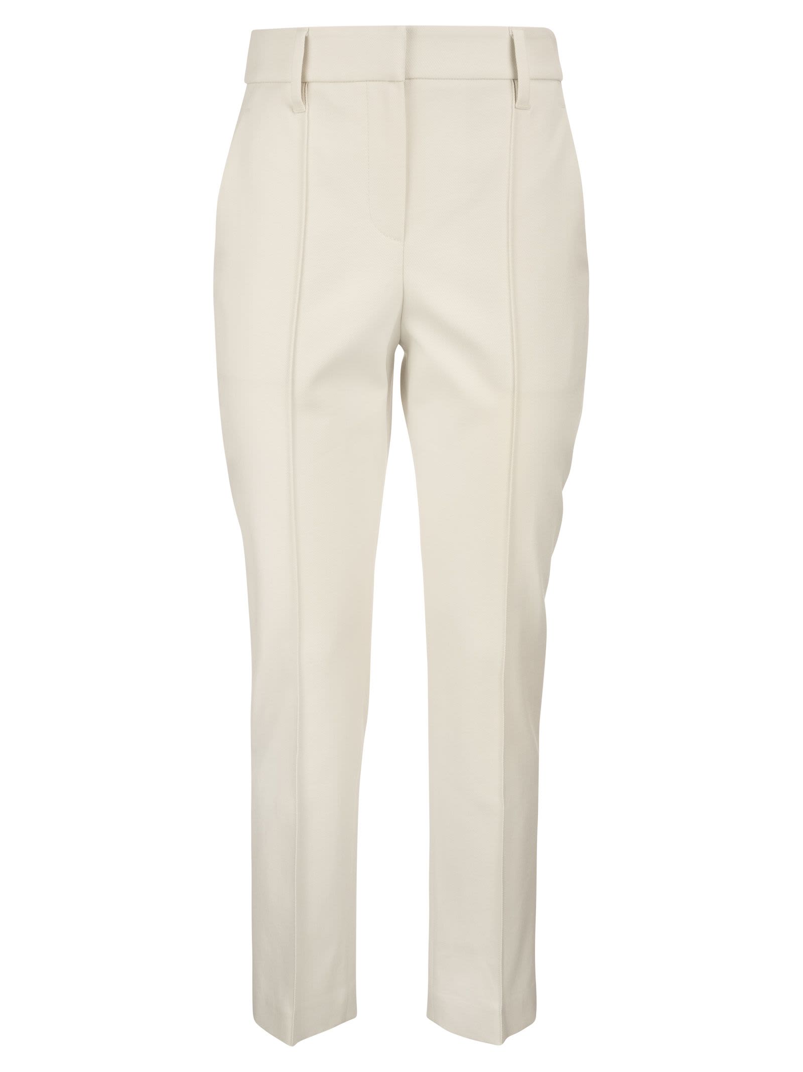 Brunello Cucinelli High-waisted Cotton Trousers