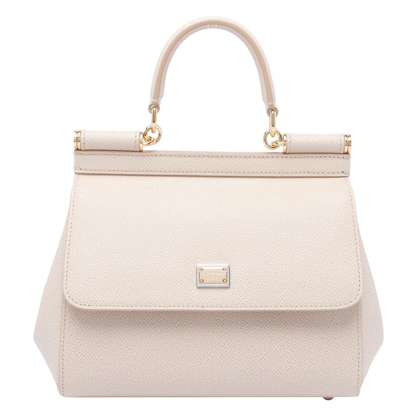 Dolce & Gabbana Large Sicily Top Handle Bag In Dauphine Leather In White