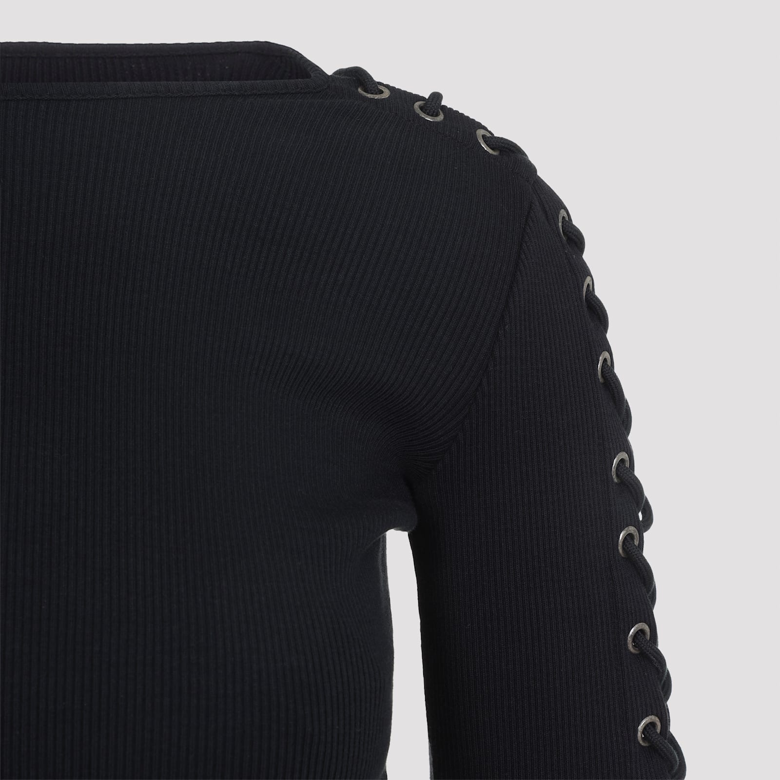 Balenciaga Lace-up Long Sleeve Cotton T-shirt In Black