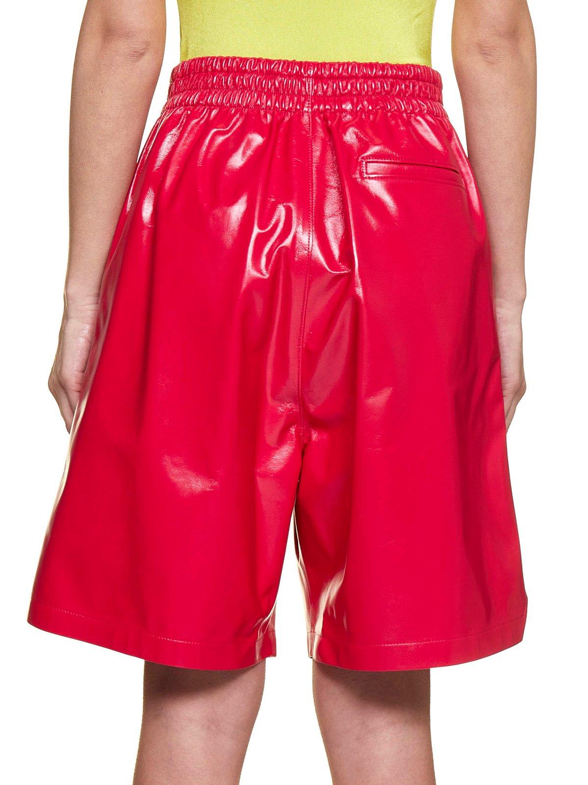 Shop Bottega Veneta High Waist Shorts In Red