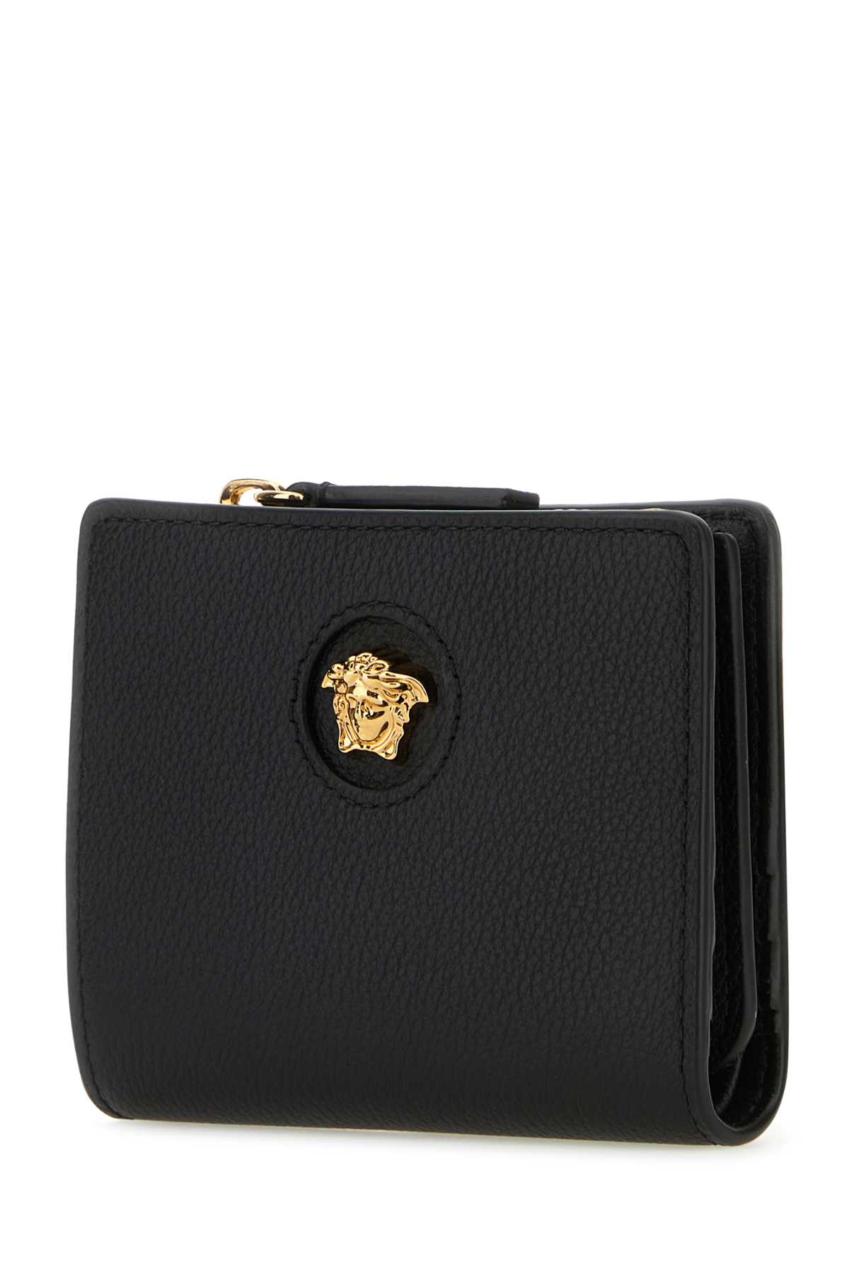Shop Versace Black Leather Wallet In 1b00v