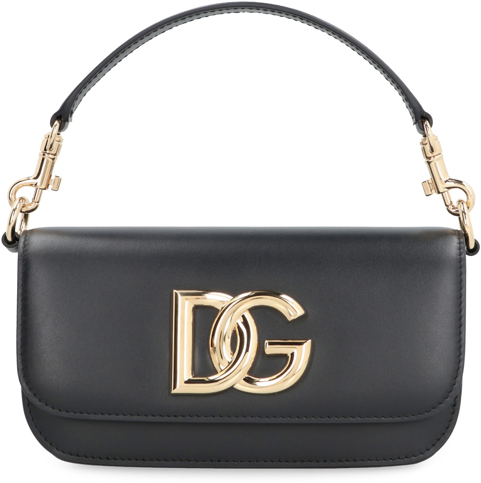 Shop Dolce & Gabbana 3.5 Leather Handbag In Black