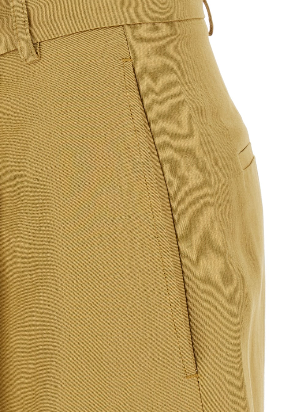 Shop Tela Nilla Beige Skirt With Belt Loops And Pleated Details In Viscose And Linen Blend Woman