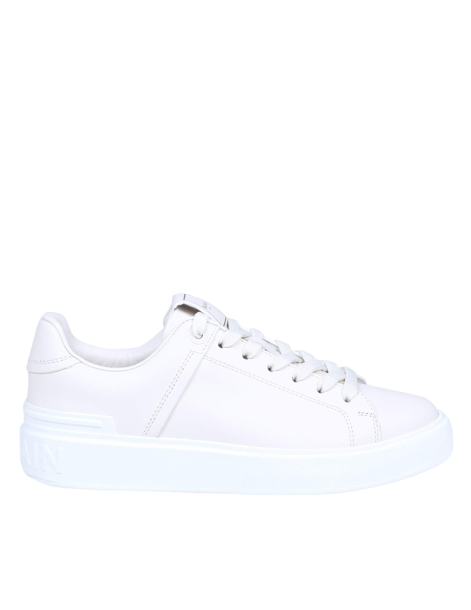 Balmain B-court Sneakers In Off White Leather