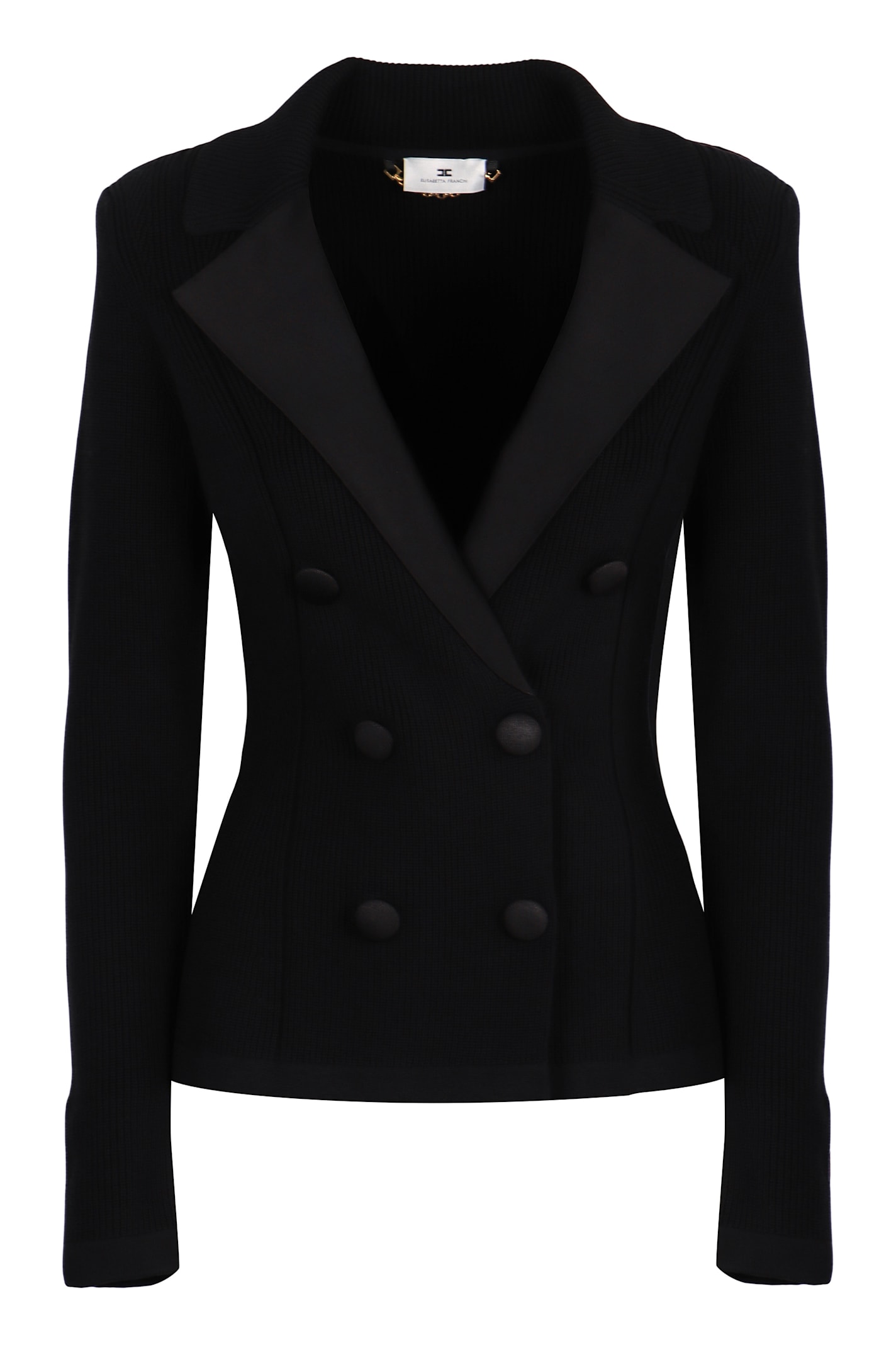 Elisabetta Franchi Double-breasted Blazer In Cotton In Black