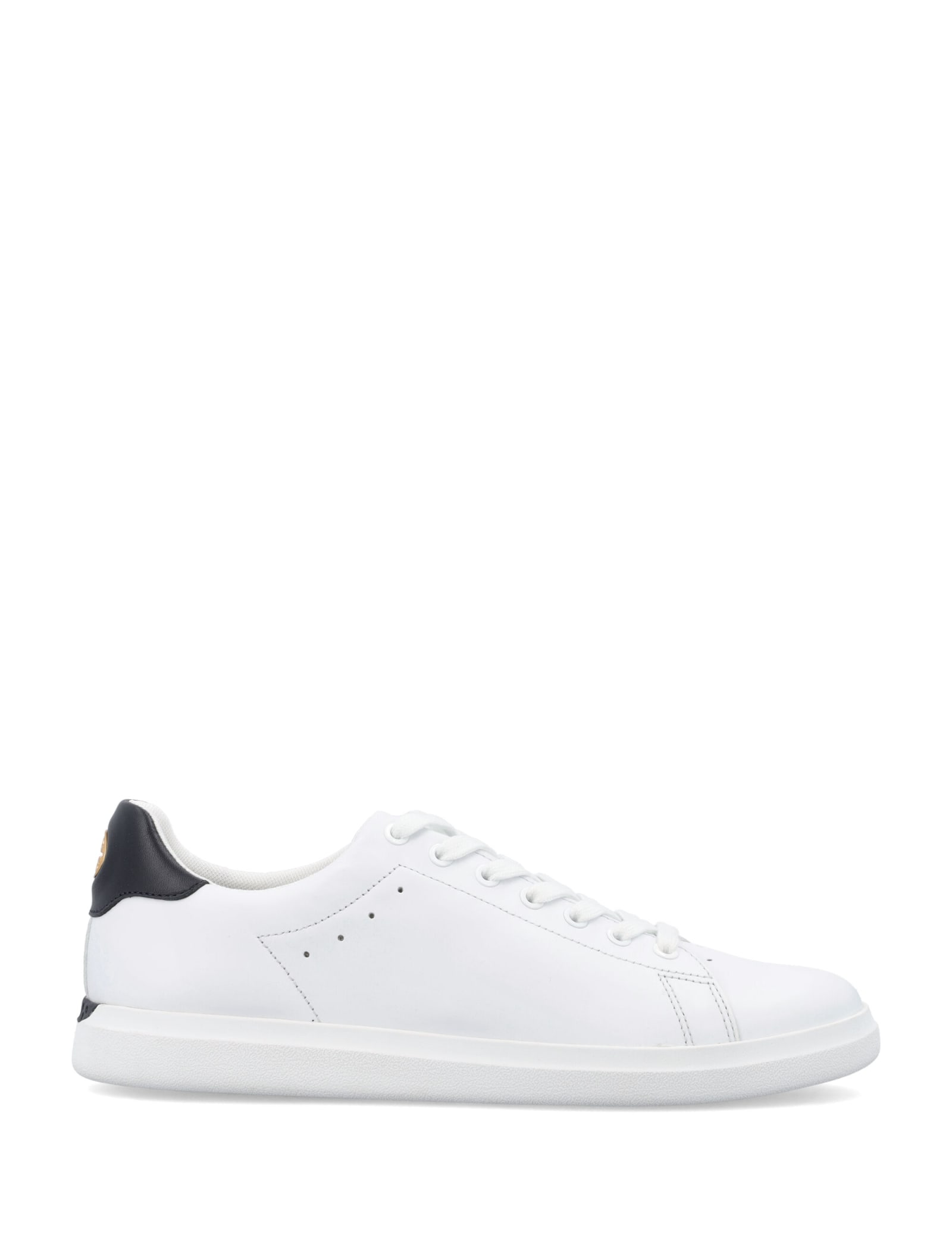 Tory Burch Double T Howell Low-top Leather Sneakers In Titanium White / Tory Navy