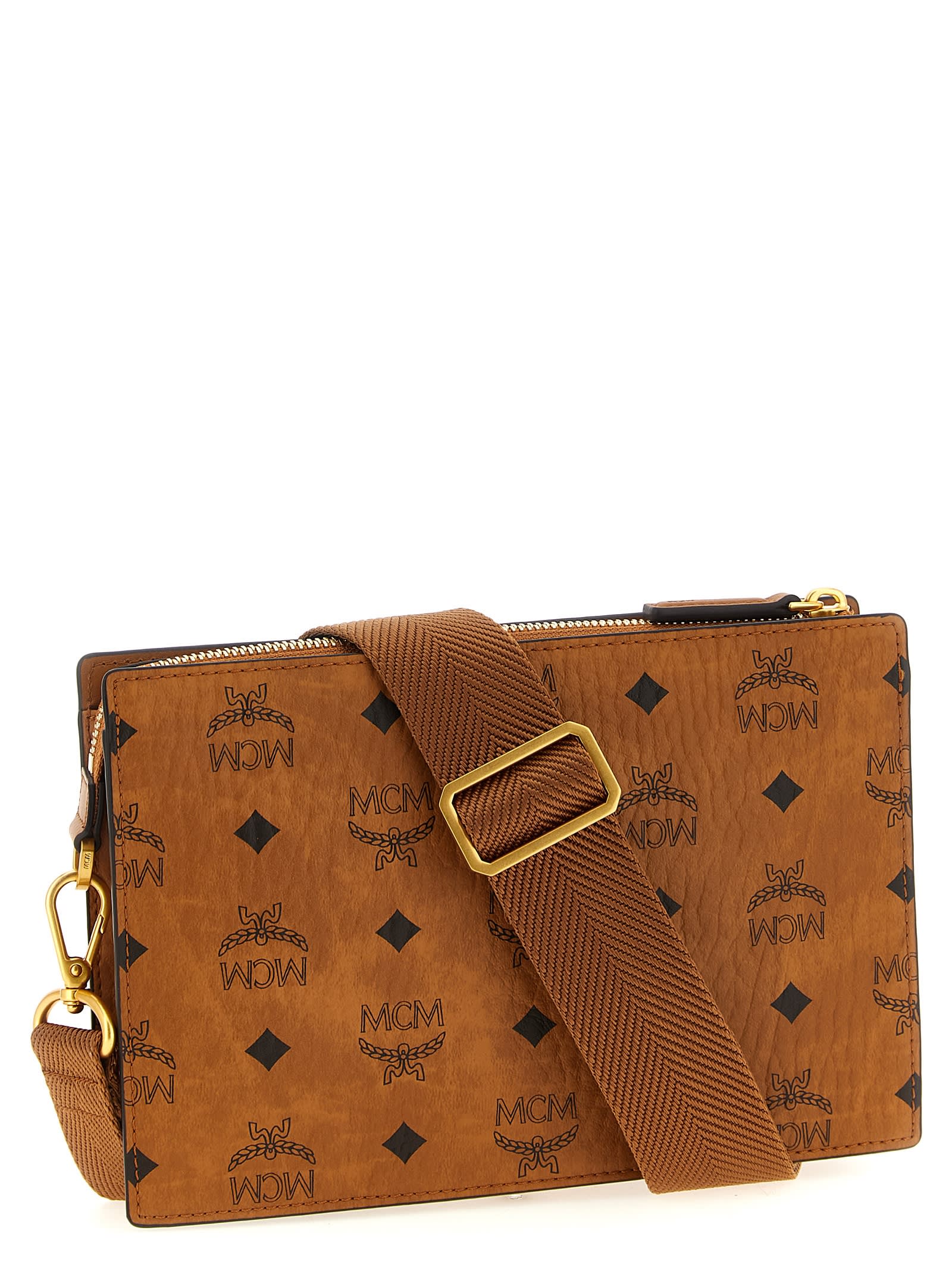 Mcm Shoulder Bags With Adjustable Strap And Front Pocket In Brown