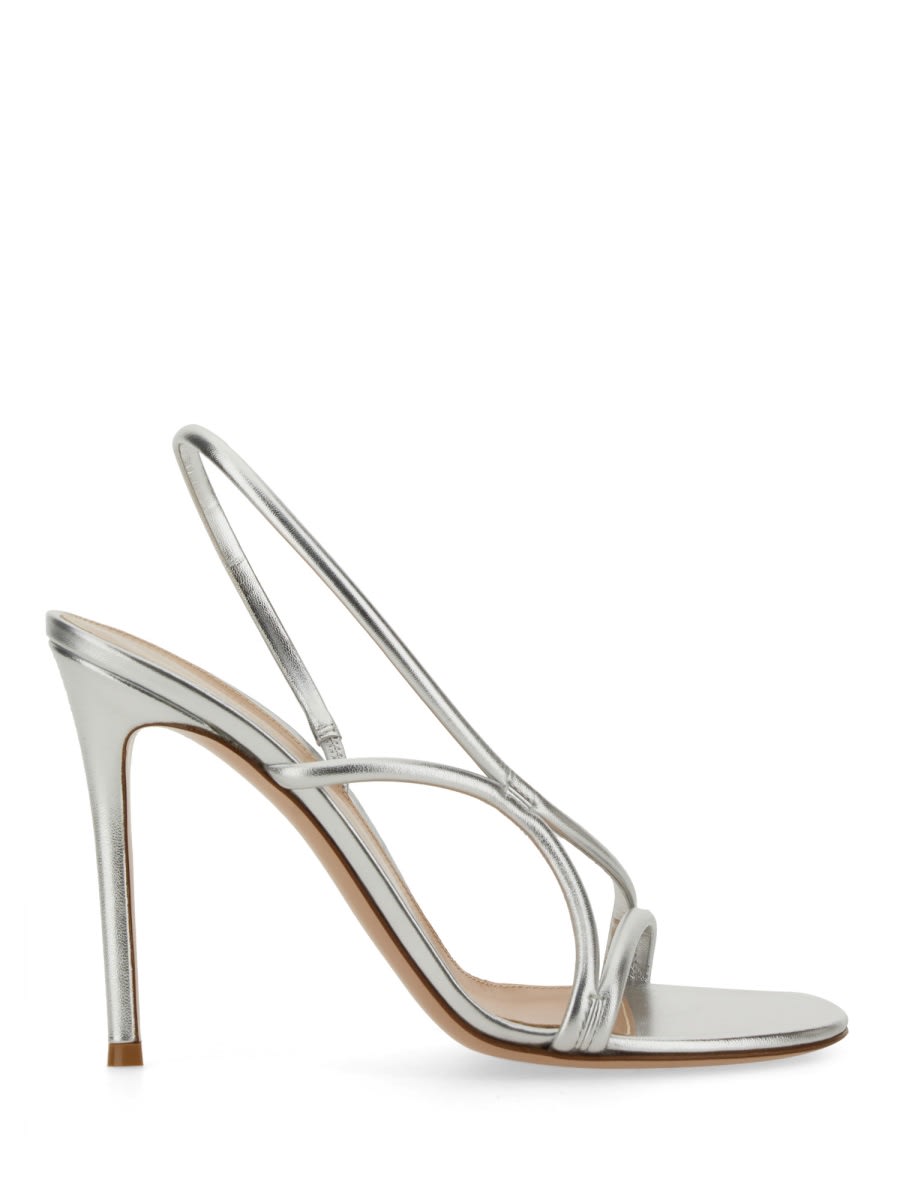 Gianvito Rossi Silver Nappa Silk Strappy Sandals In Metallic