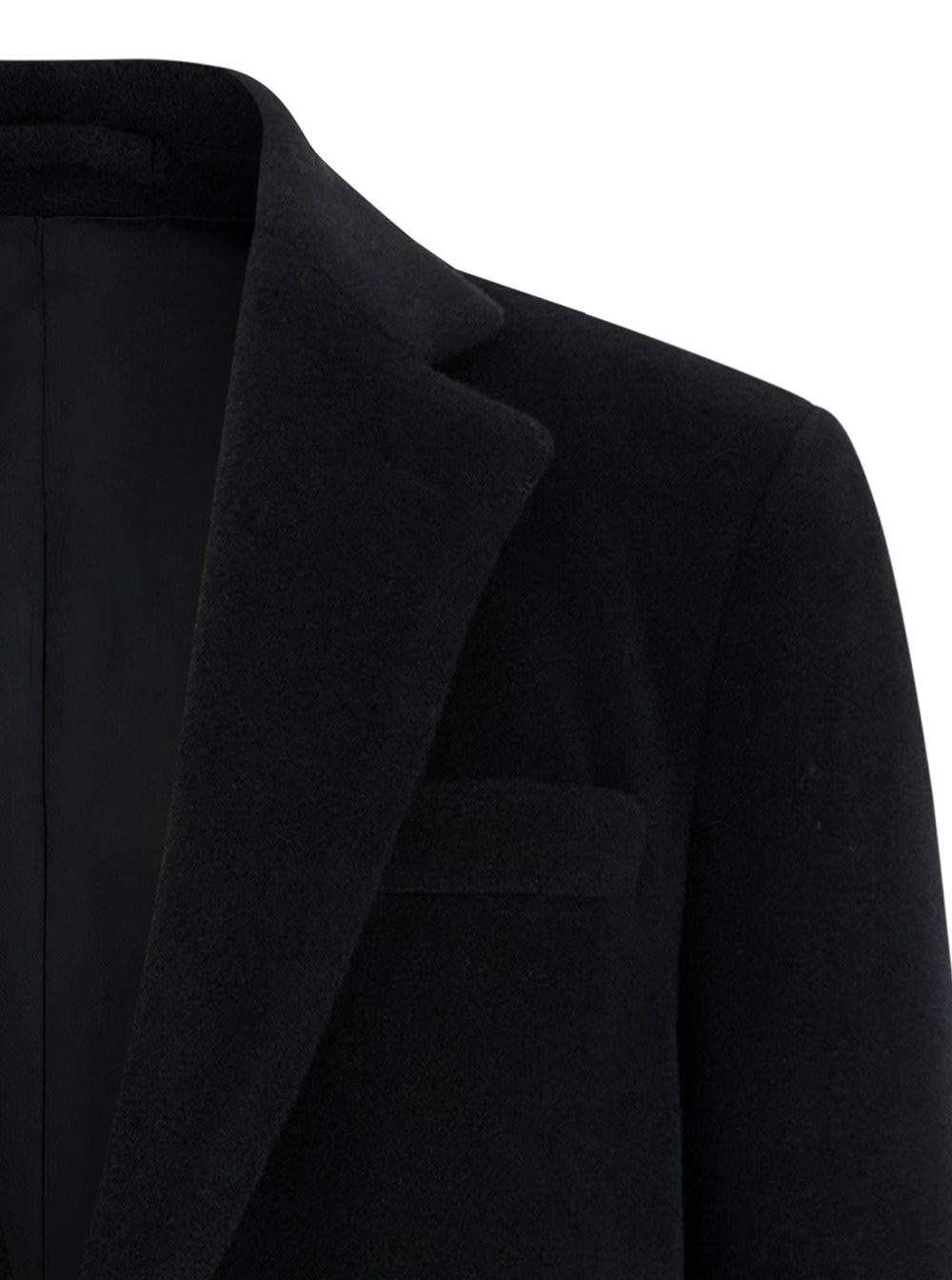 Shop Lardini Black Single-breasted Coat With Notched Revers In Wool Blend Man