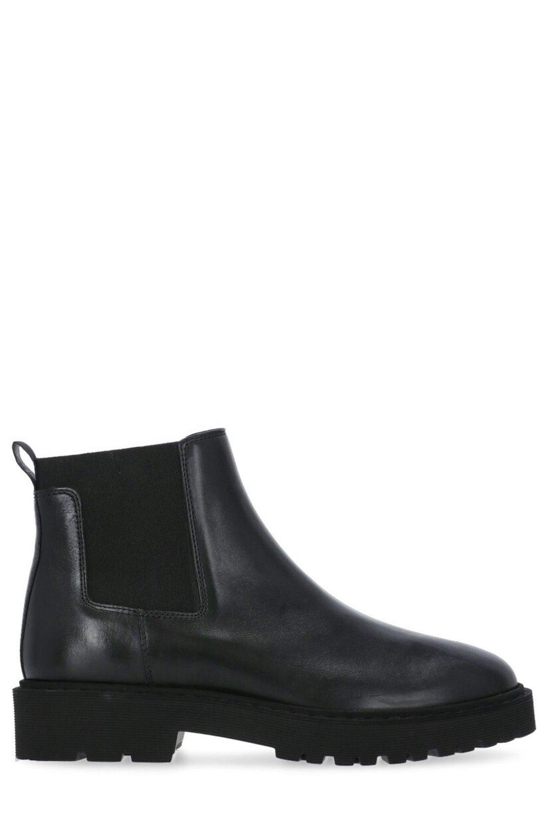 Shop Hogan Round Toe Chelsea Boots  In Black