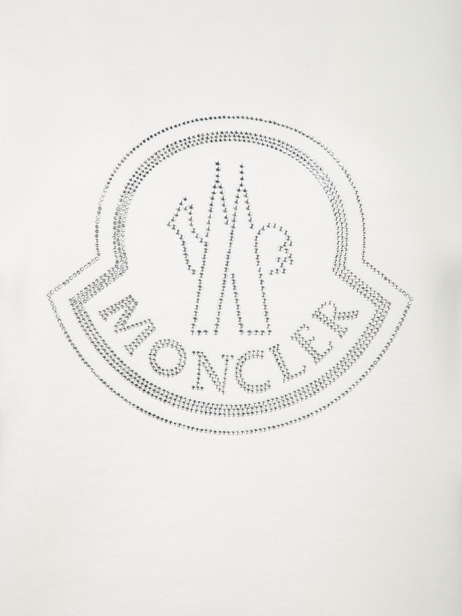 Shop Moncler Logo White Cotton Sweatshirt