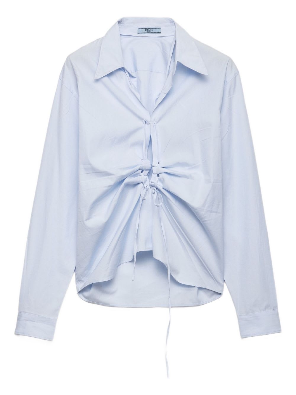 Prada Lace-up Shirt In Blue