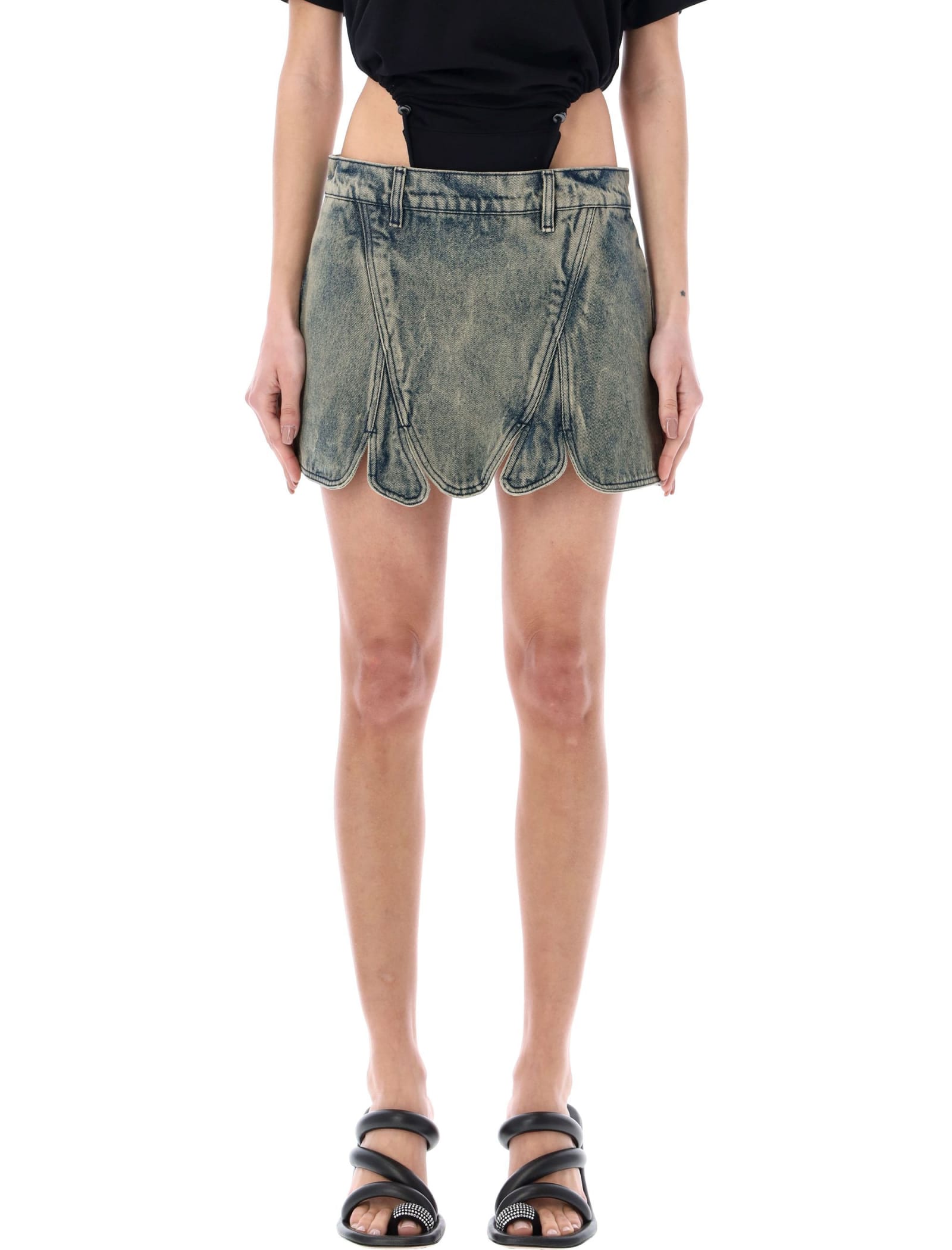 Y/project Beige Tudor Denim Miniskirt In Vintage Beige