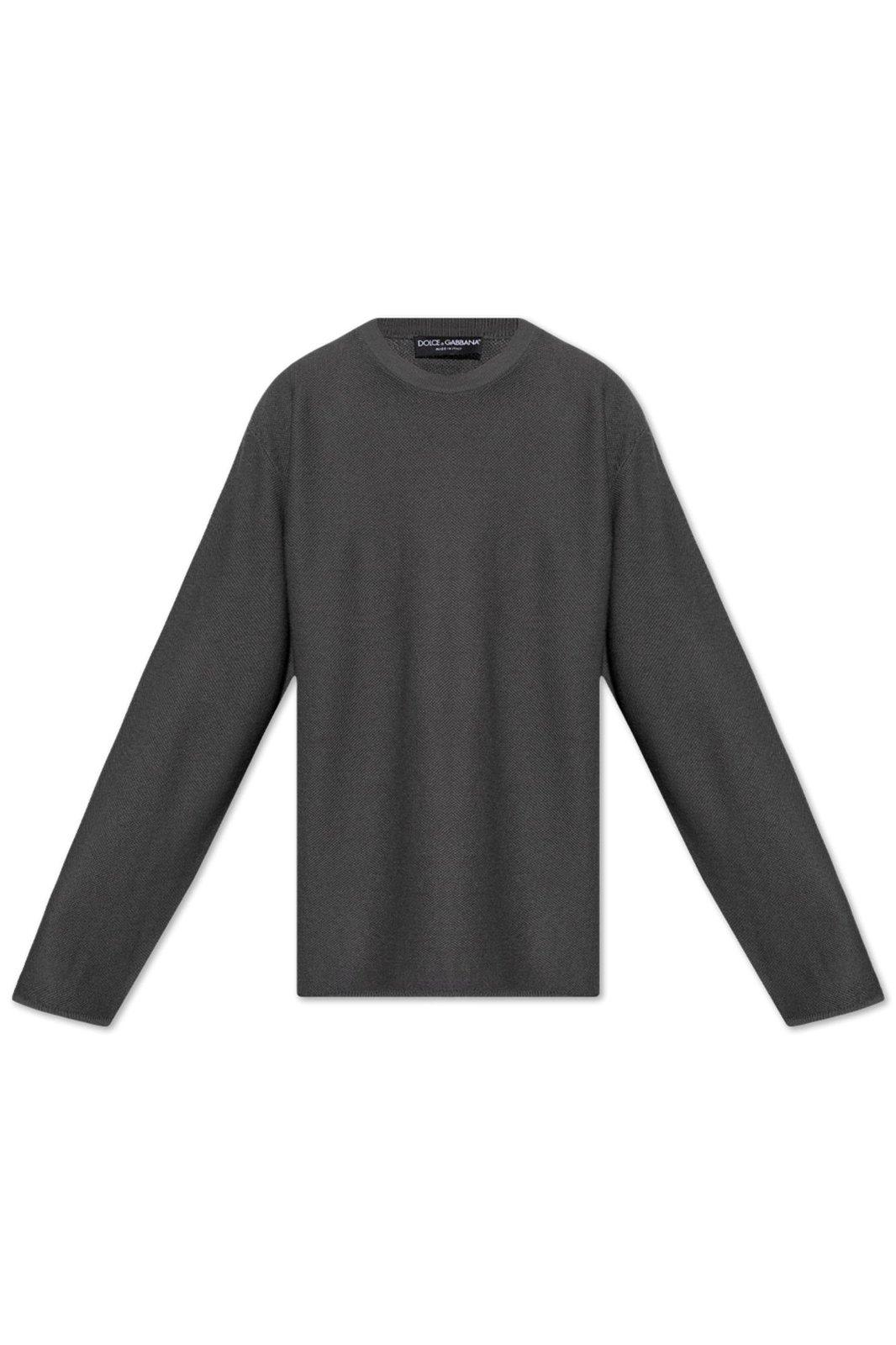 Shop Dolce & Gabbana Logo Patch Crewneck Jumper In Anthracite