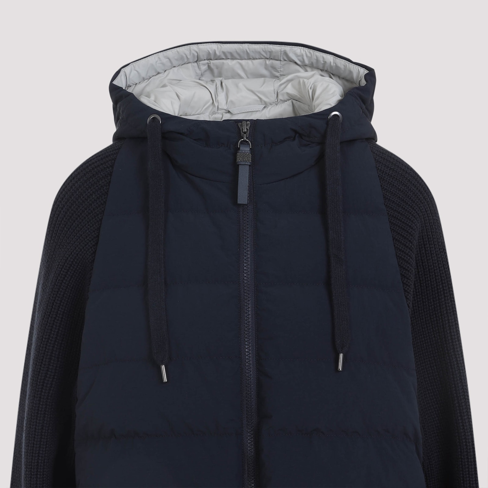 Brunello Cucinelli Women Two-material Puffer Jacket In Blue