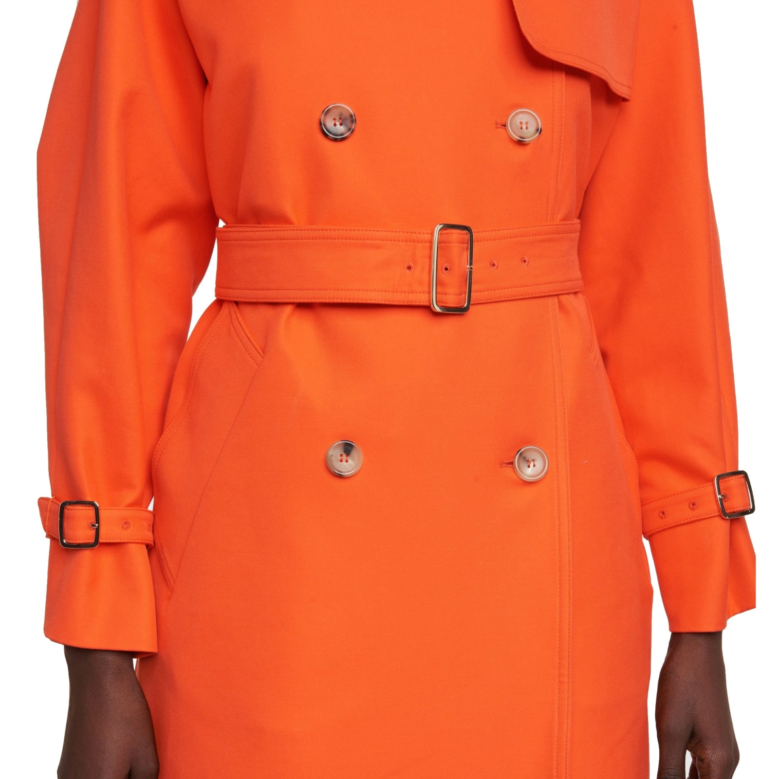 Shop Max Mara Egemone Cotton Gabardine Coat In Orange