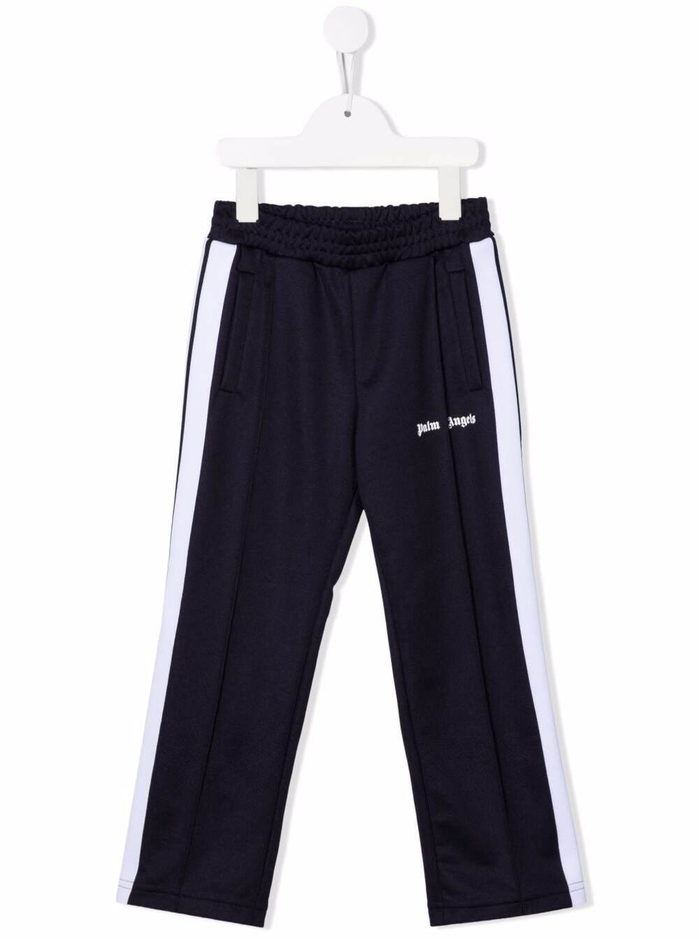 Palm Angels Kids Boys Track Blue Jersey Pants With Logo