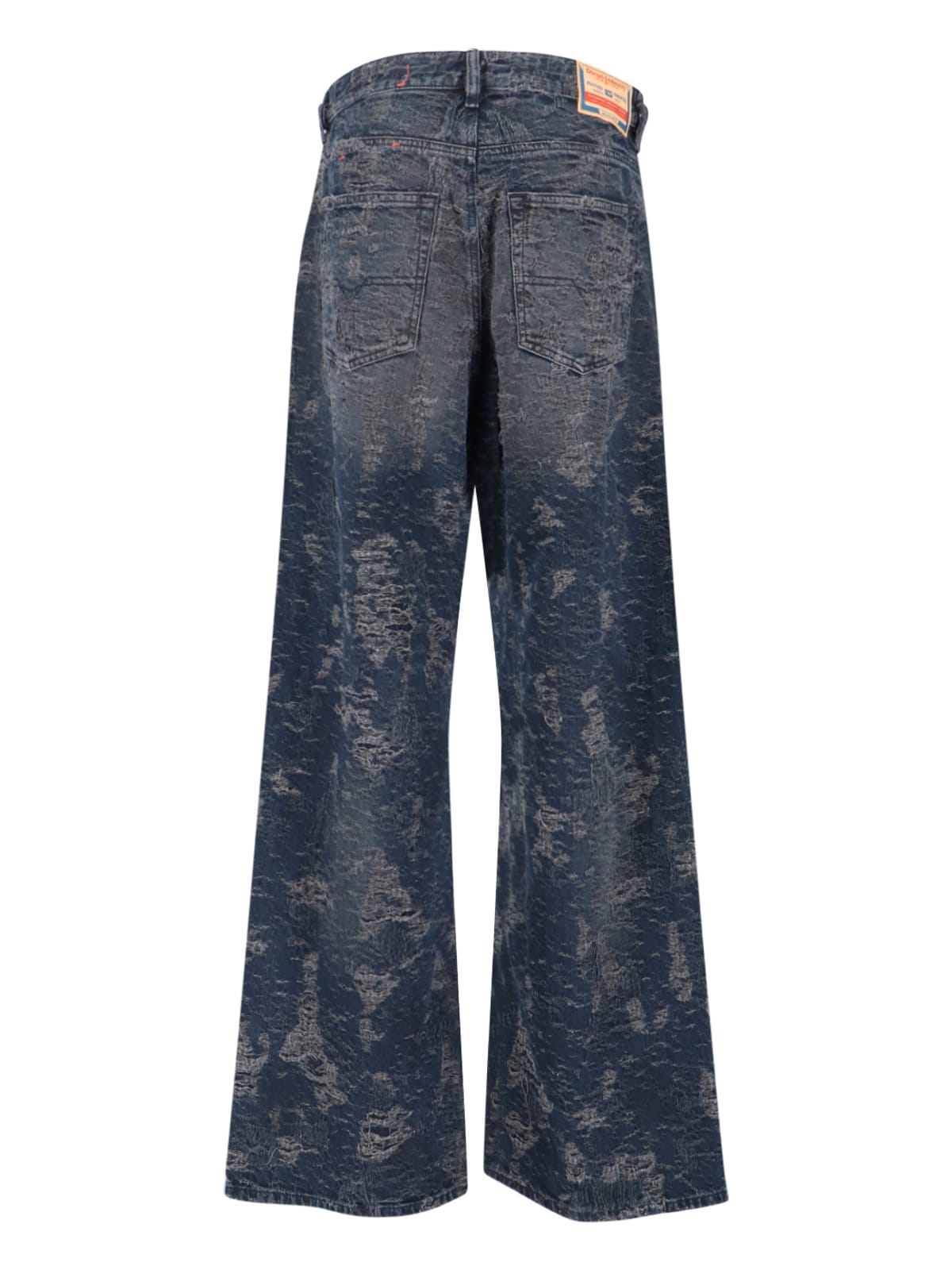 Diesel Wide-leg Trousers Distressed Texture In Blue