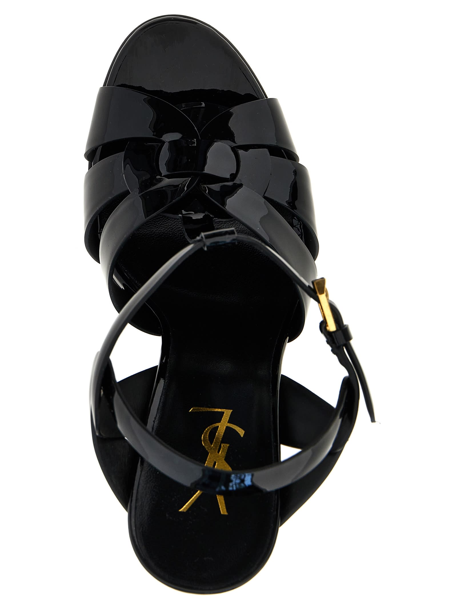 Shop Saint Laurent Tribute Sandals In Black