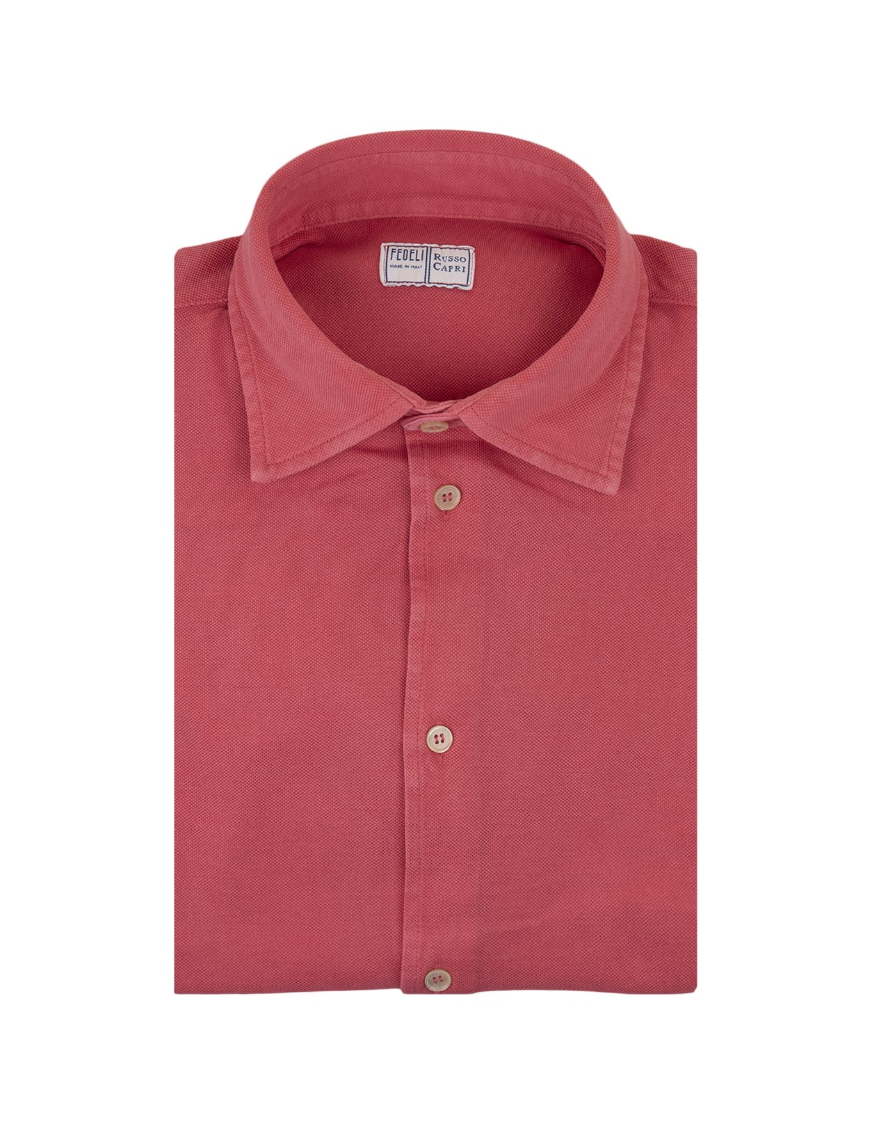 Shop Fedeli Red Classic Shirt In Light Piquet