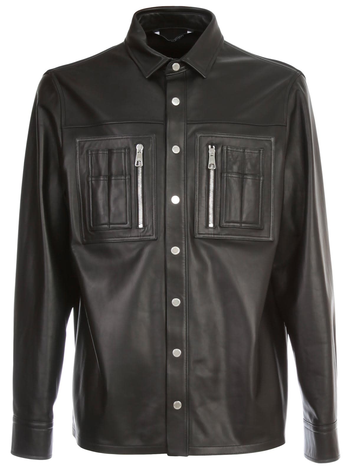 NEIL BARRETT FRONT POCKETED LEATHER SHIRT,11221226