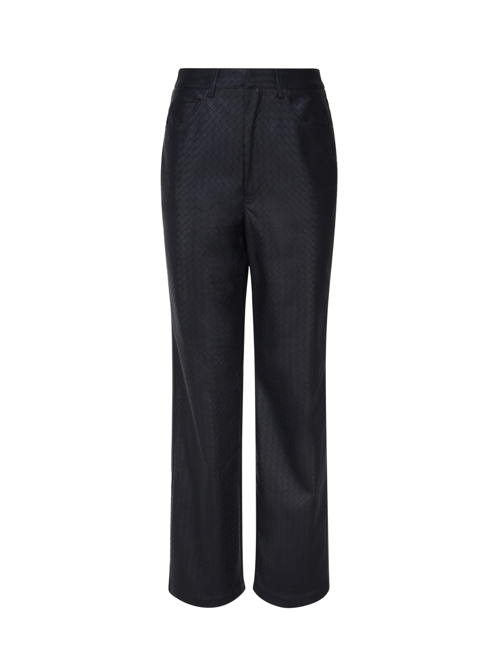 Shop Rotate Birger Christensen Straight Braided Pants In Sky Captain (dark Blue)