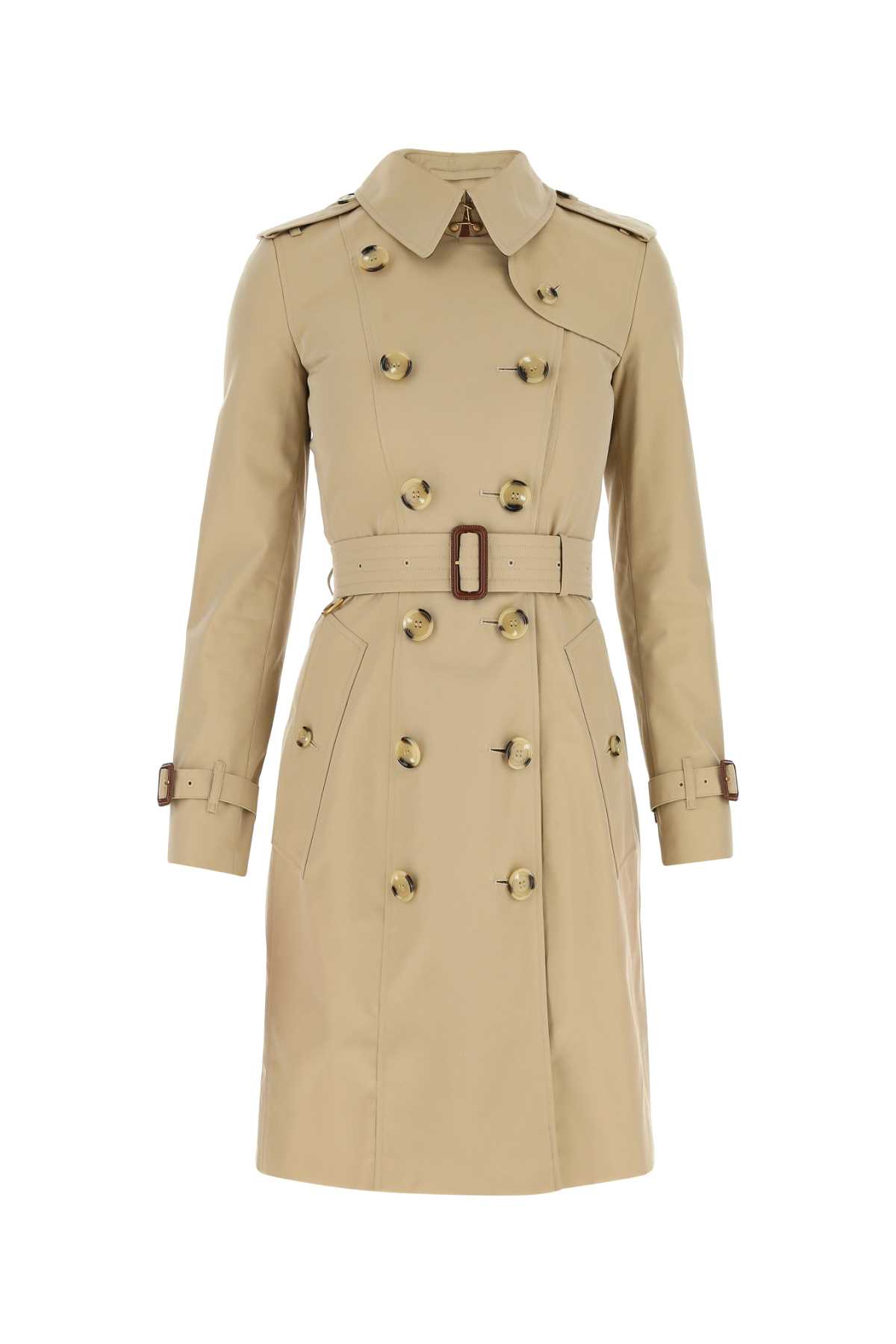 Shop Burberry Cappuccino Cotton Trench Coat In A1366