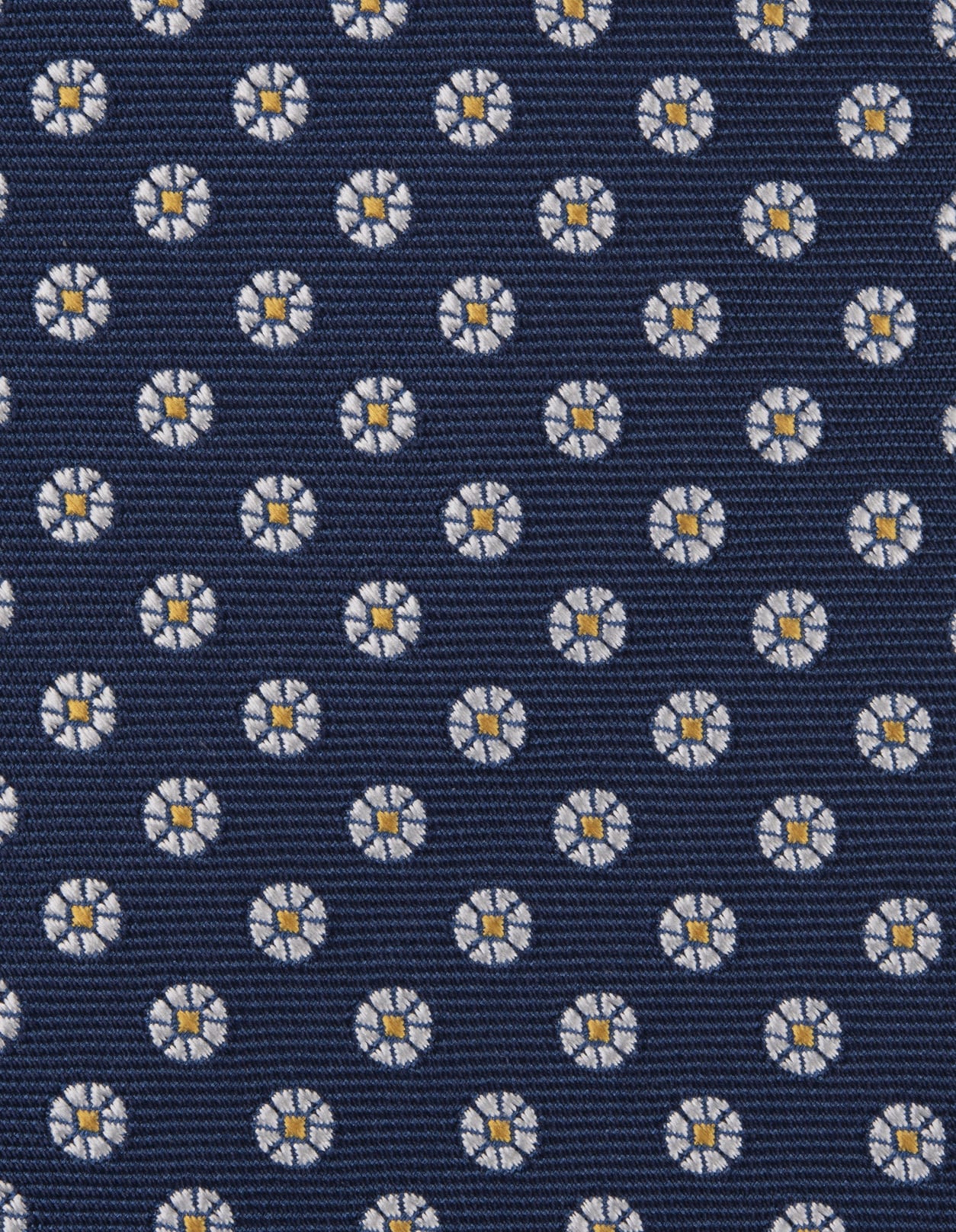 Shop Kiton Navy Blue Tie With Daisies