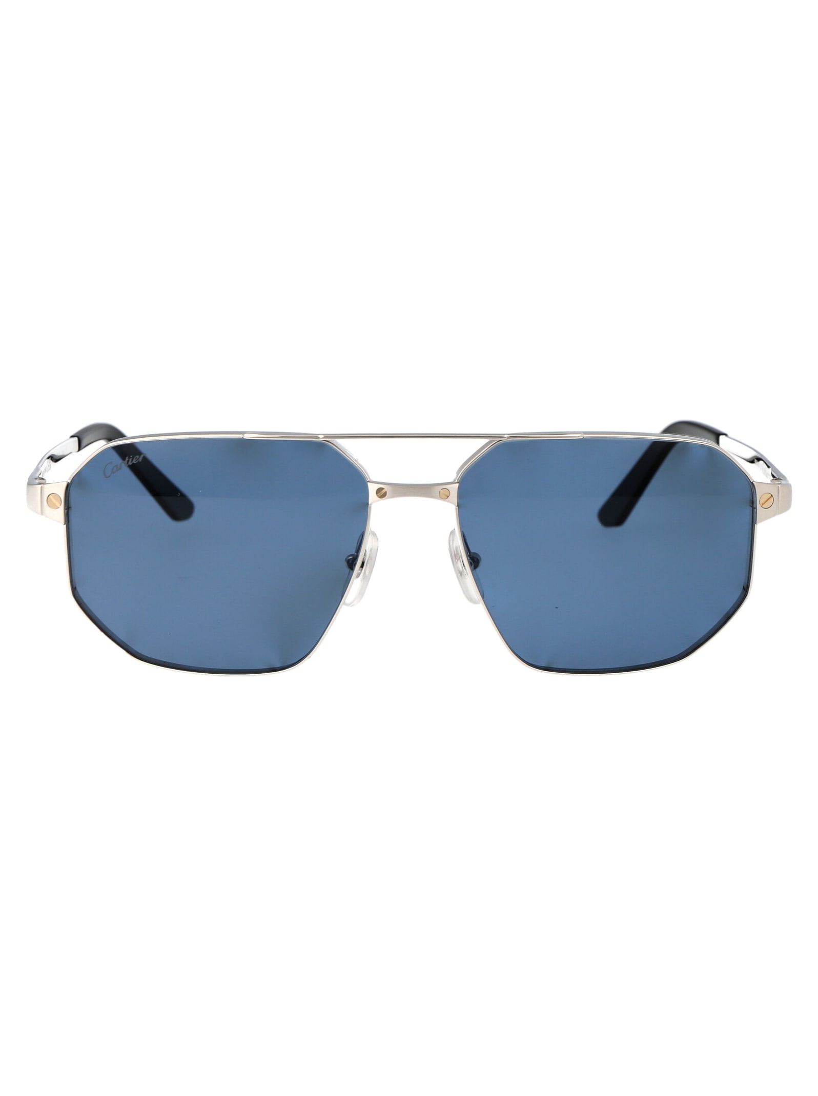 Shop Cartier Ct0462s Sunglasses In 002 Silver Silver Blue