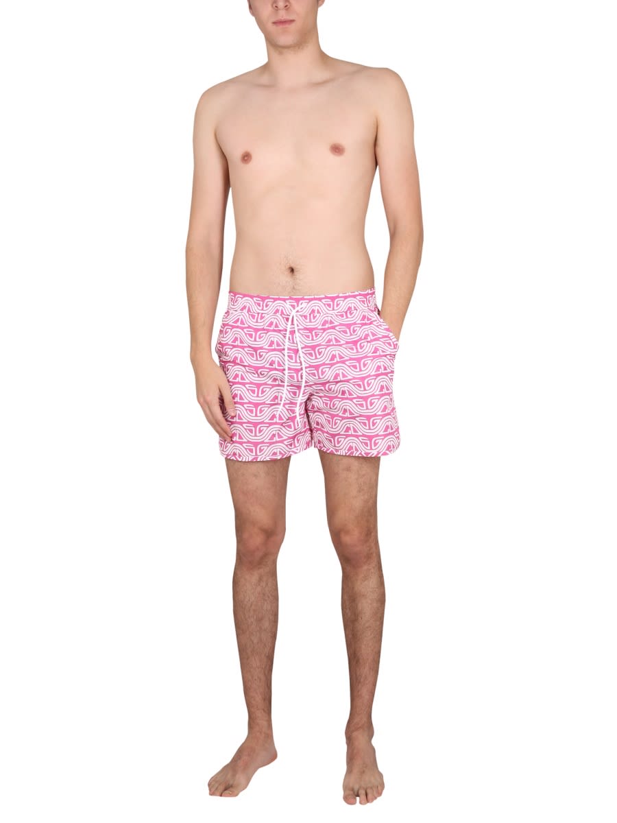 Gcds Waved Print Swim Shorts In Fuchsia