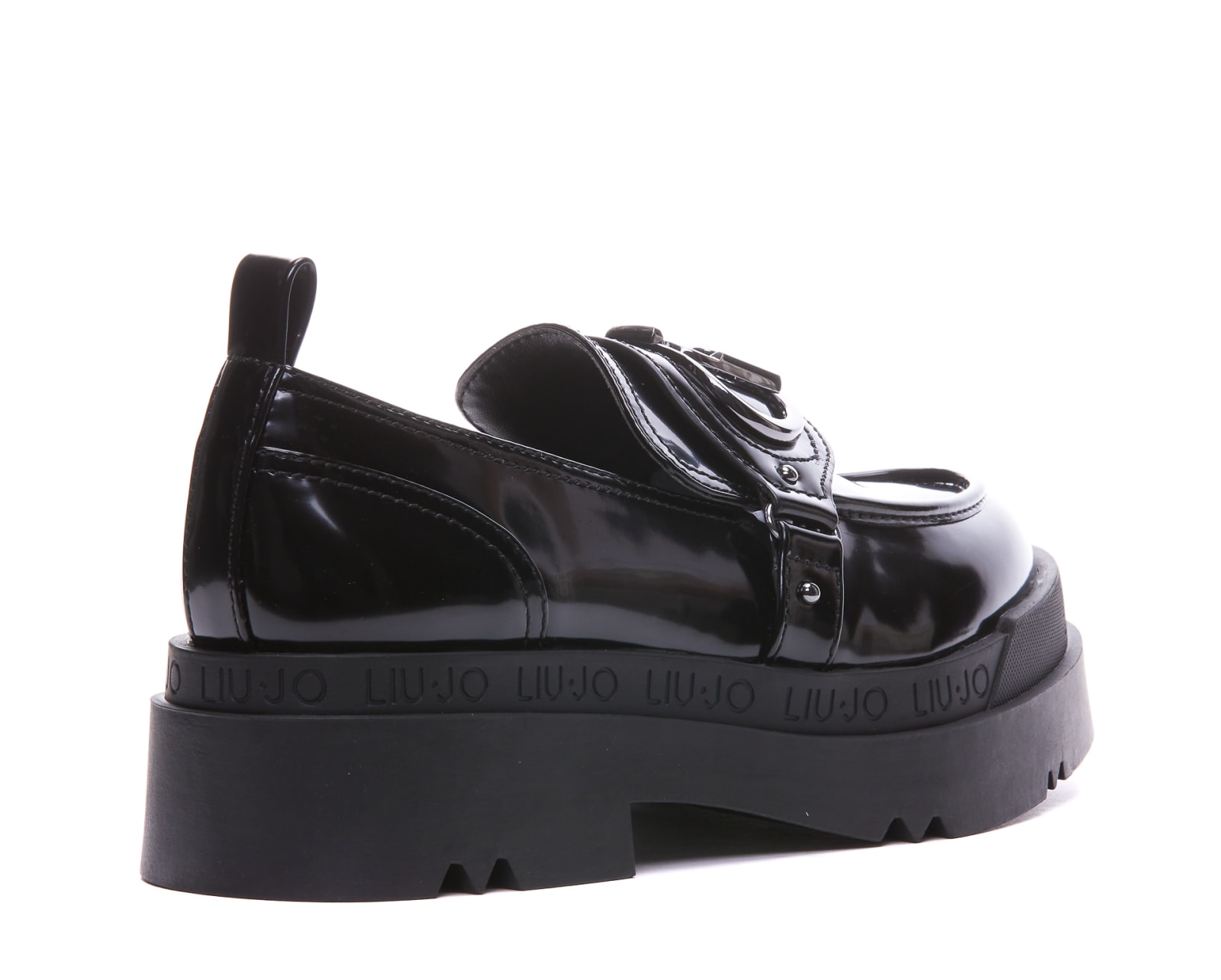 Shop Liu •jo Love Loafers In Black